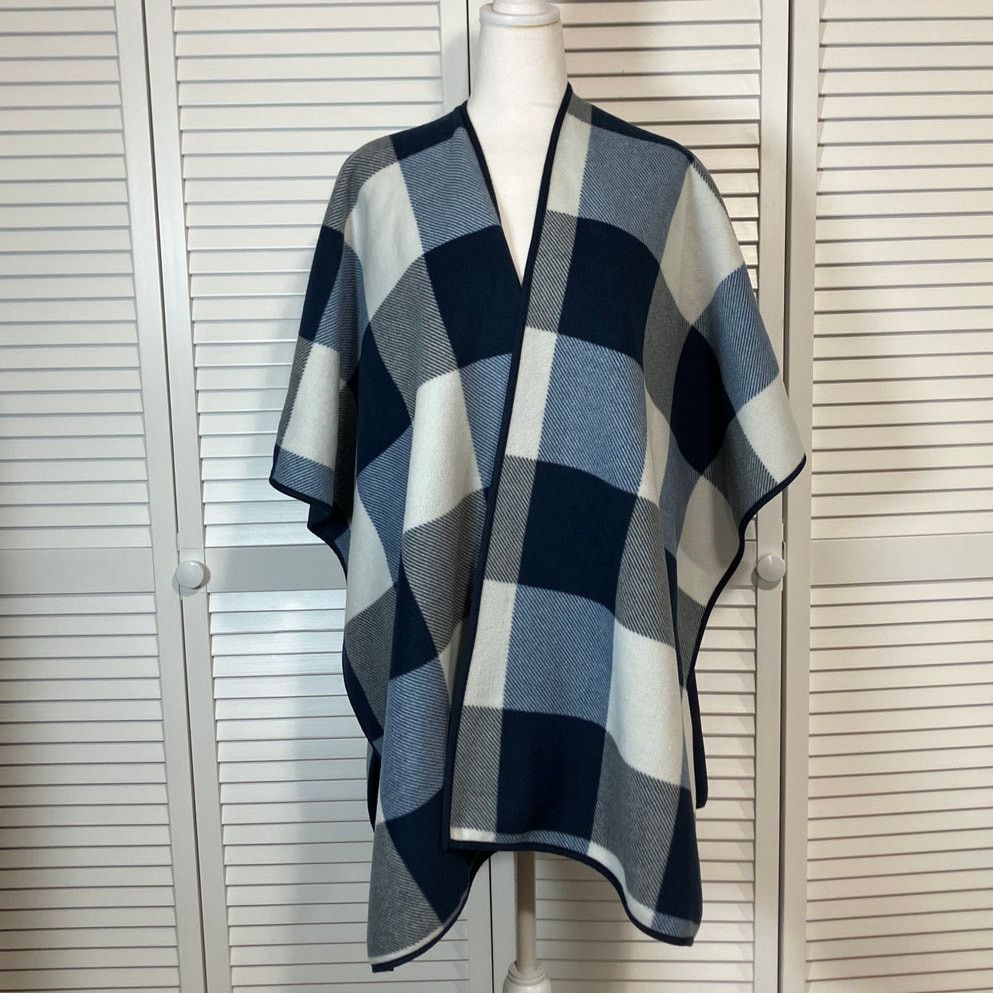 Other Woolrich Reversible Blue Plaid Fleece Poncho Cape One Size Size ONE SIZE - 1 Thumbnail
