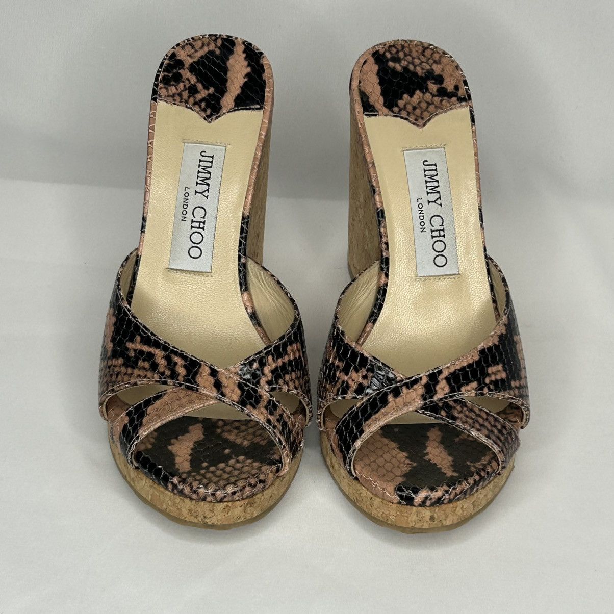 Jimmy Choo Jimmy Choo Almer 80 Snake-Effect Leather Sandals, 37 1/2 Size US 7.5 / IT 37.5 - 2 Thumbnail
