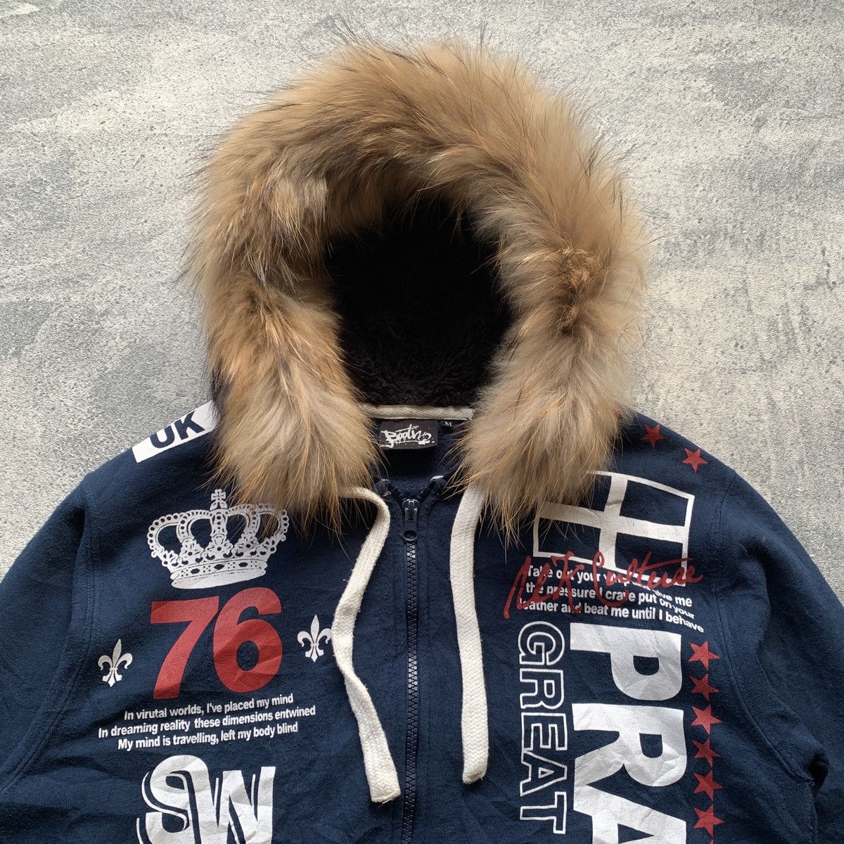 Japanese Brand Booth Poem Faux Fur LGB ifsix Vkei Style Zip Hoodie Size US M / EU 48-50 / 2 - 4 Thumbnail