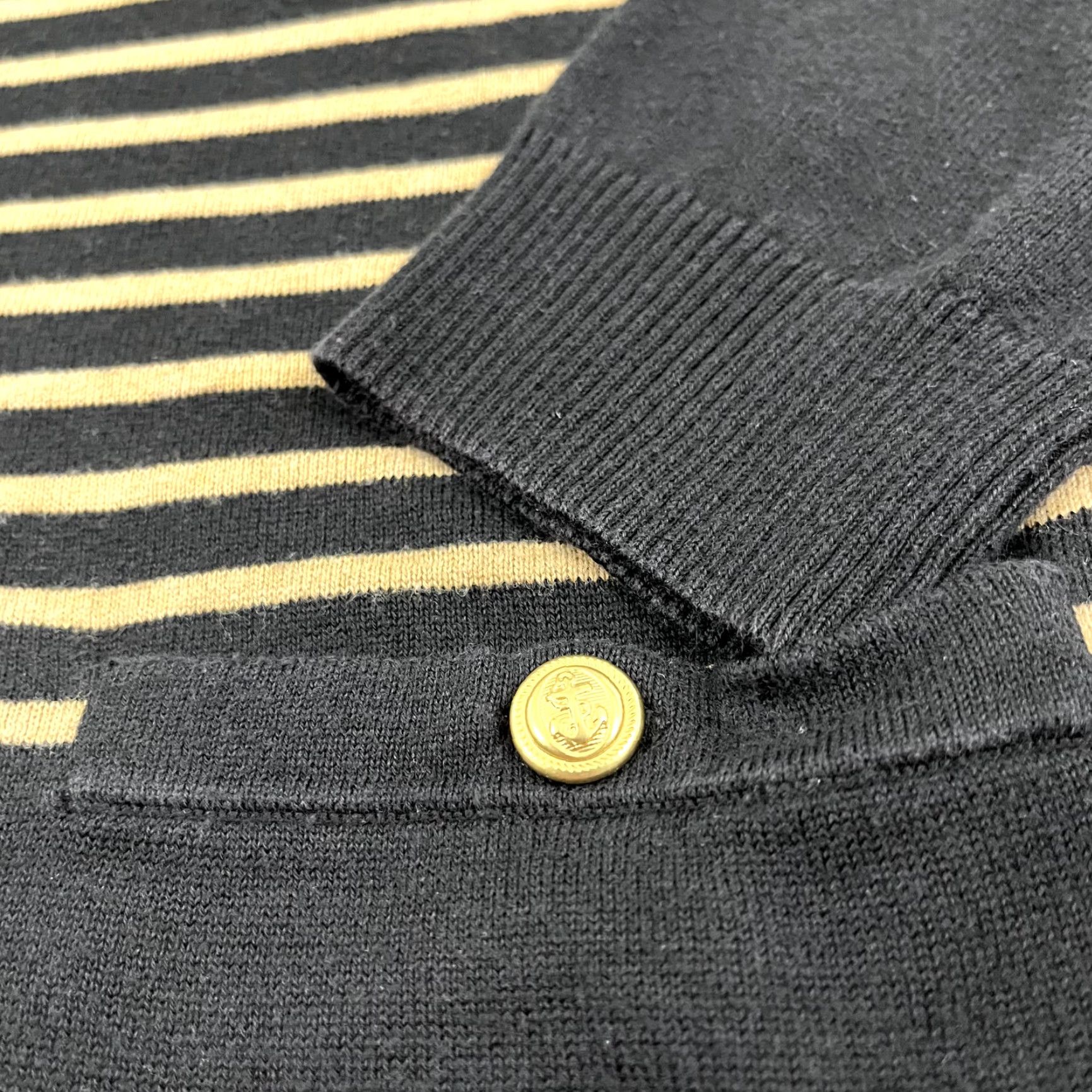 Lands' End LAND END Sweater Cardigan Womens Large 14-16 Blue Brown Striped Nautical Pockets Size L / US 10 / IT 46 - 6 Thumbnail