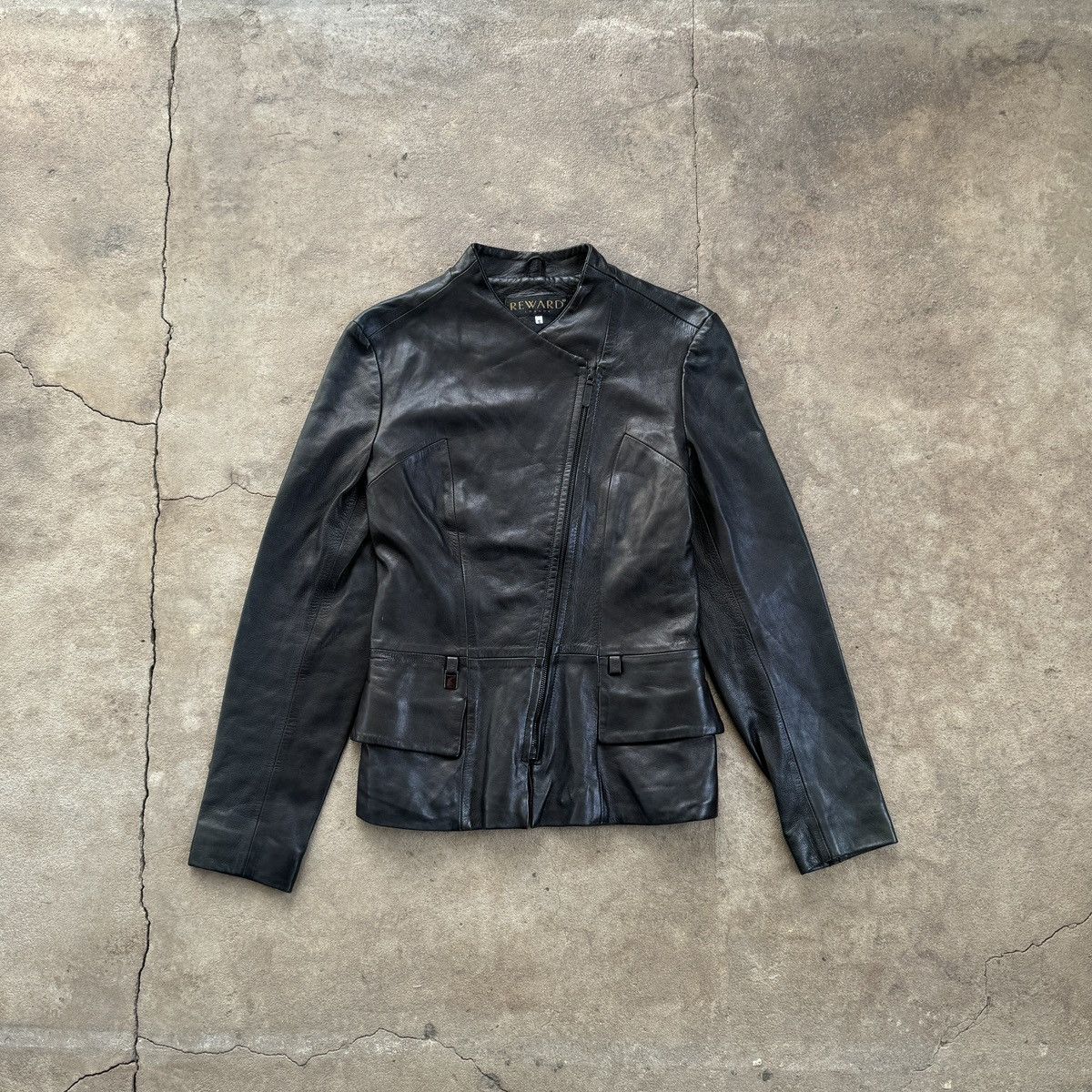 image of Vintage Reward London Avant Garde Leather Jacket in Black, Women's (Size Small)