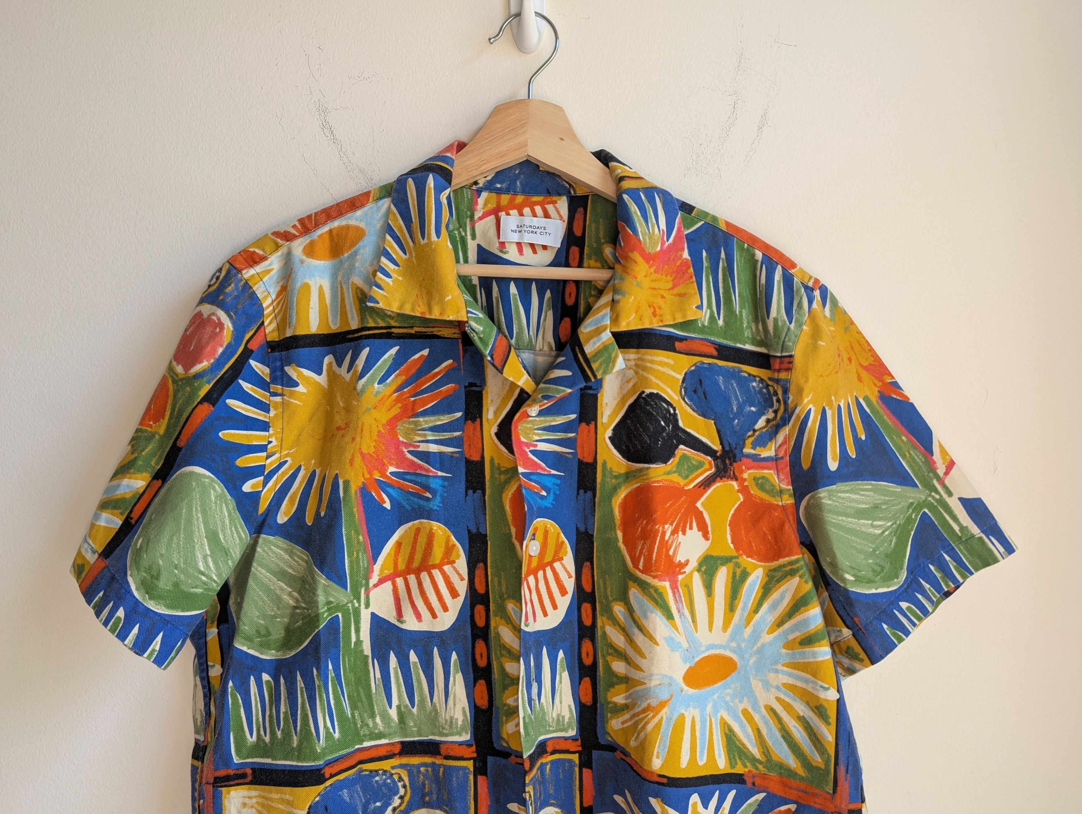 Saturdays NYC Hand-Drawn Flowers Camp Shirt Size US M / EU 48-50 / 2 - 2 Thumbnail