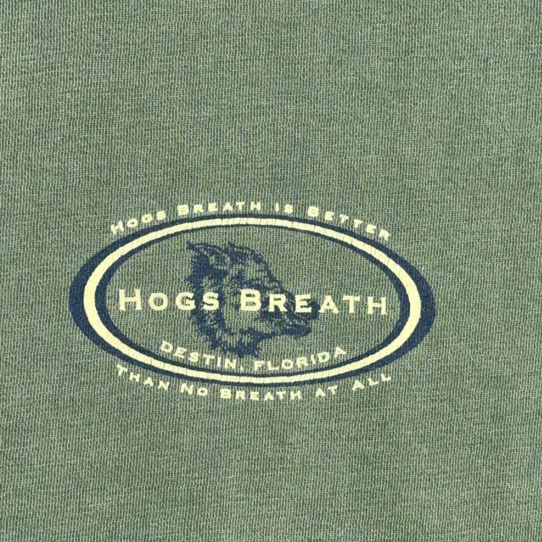 Vintage VINTAGE Hogs Breath Saloon Sweatshirt Adult MEDIUM Green Pullover Men 90s USA Graphic Print Ribbed Crew Neck Size US M / EU 48-50 / 2 - 3 Thumbnail
