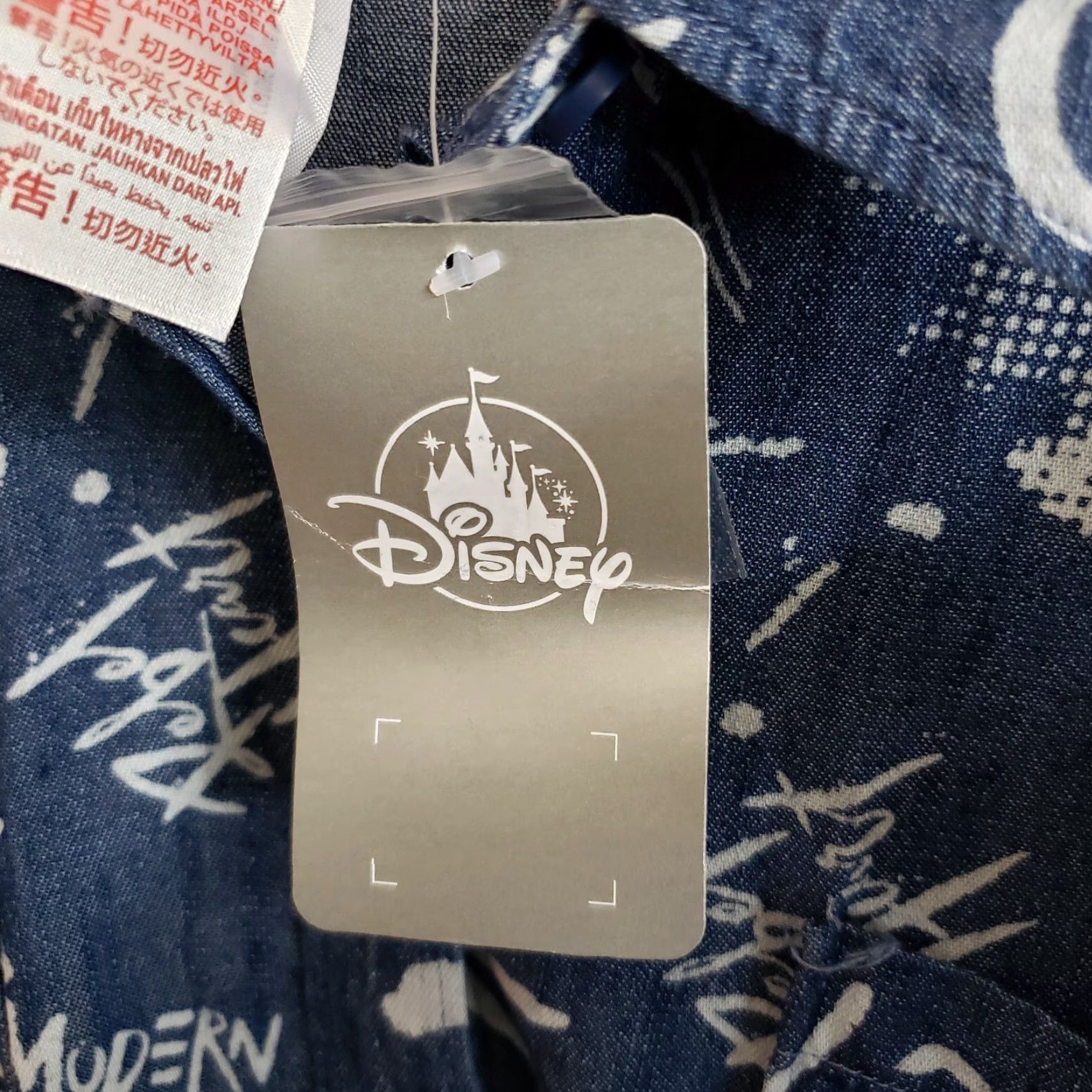 Disney Disney Womens Button Front Shirt XL Blue Chambray Denim Short Sleeve Cruella Theme Size XL / US 12-14 / IT 48-50 - 7 Thumbnail