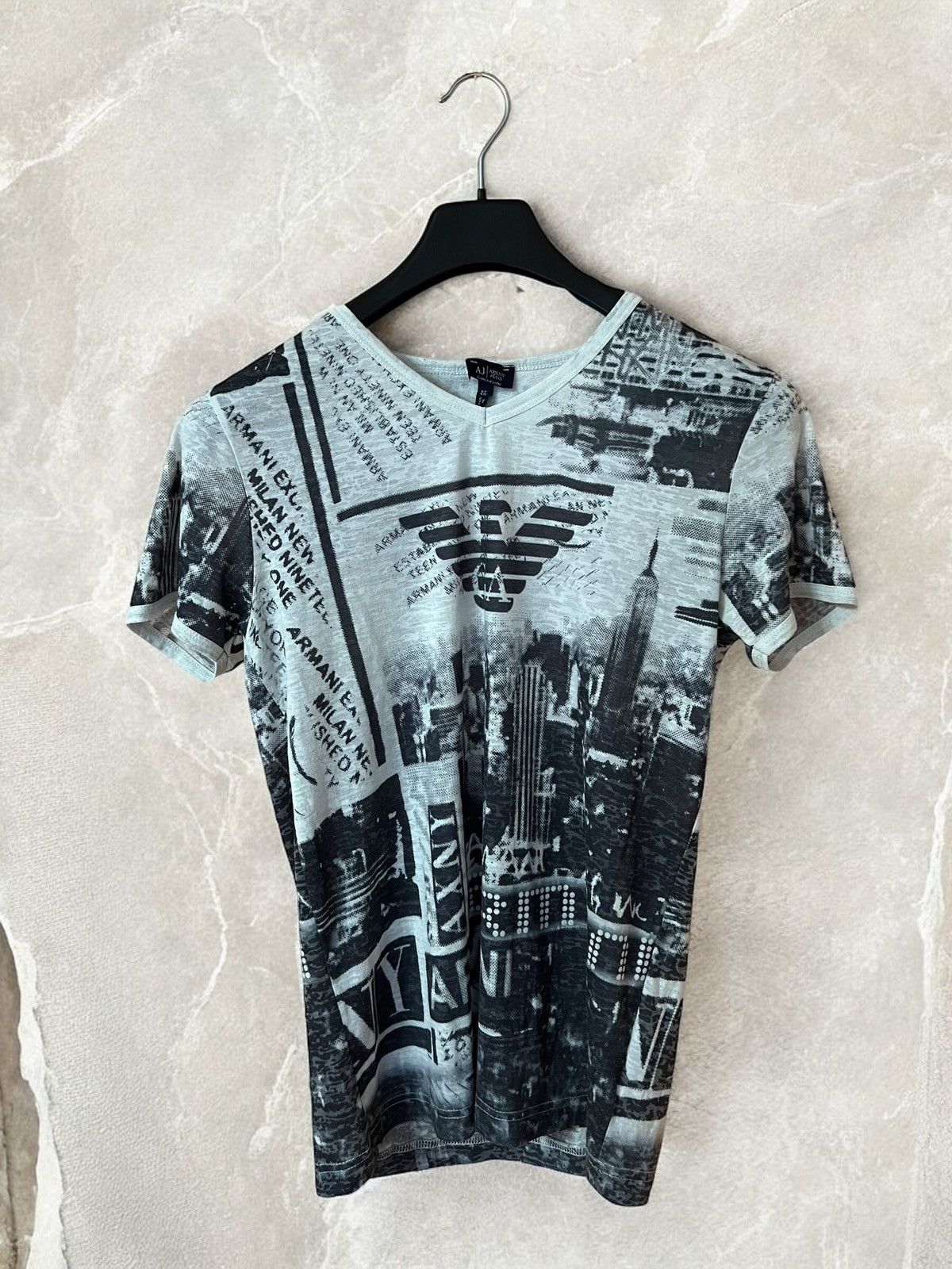 Armani × Vintage Vintage Armani Avant Garde 00s Tee T shirt City Print y2k Size US M / EU 48-50 / 2 - 1 Thumbnail