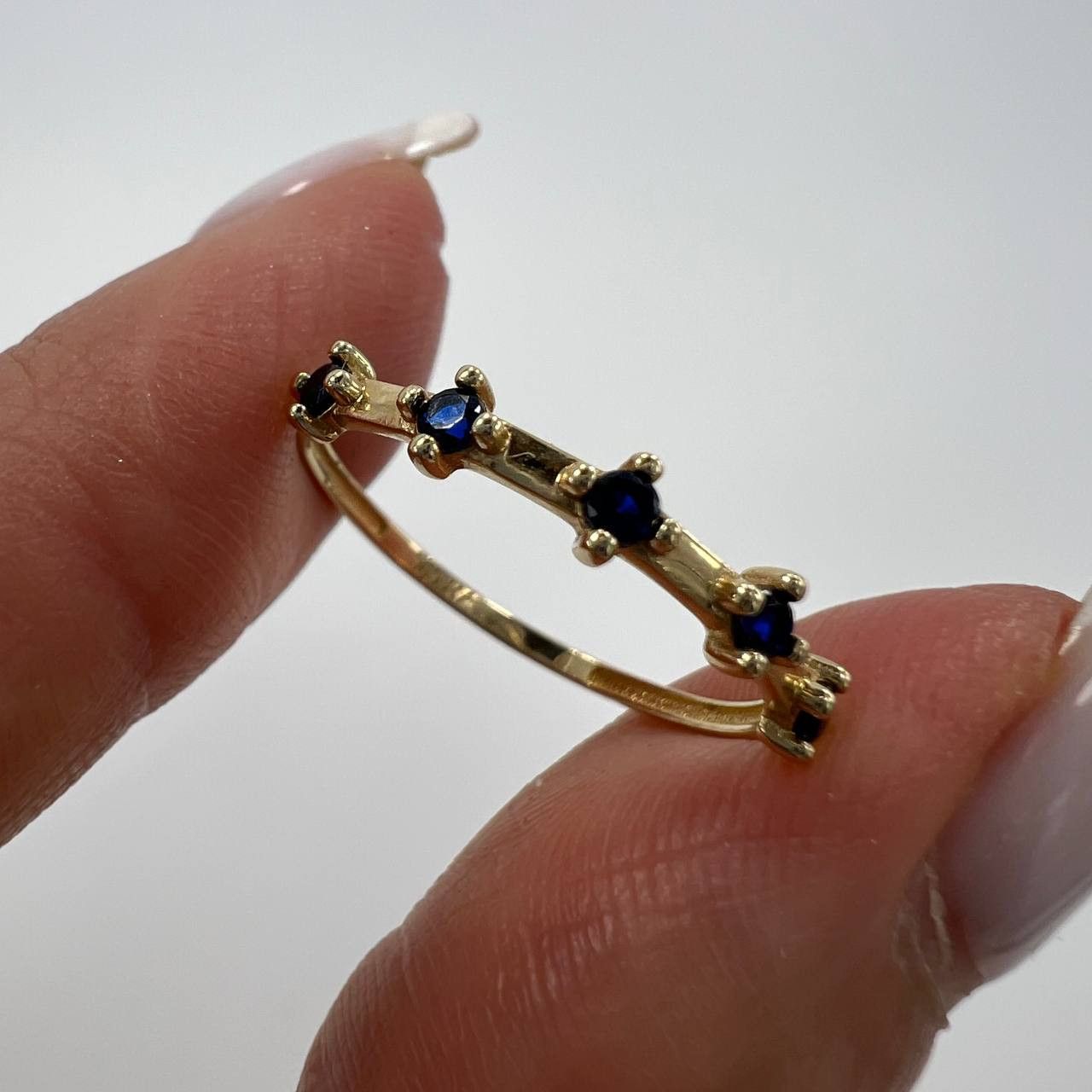 Other New 14K Solid Gold Ring Blue Gemstone Italy Size 7 Size ONE SIZE - 3 Thumbnail