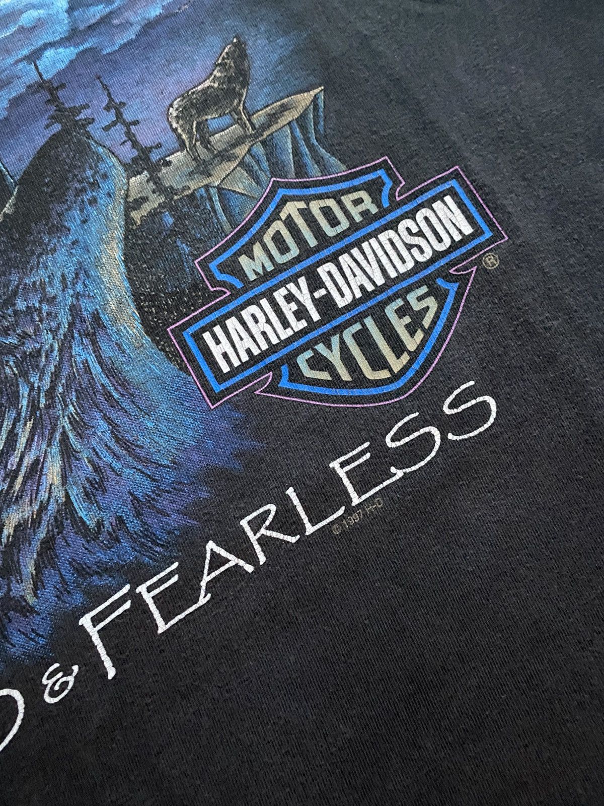 Harley Davidson Vintage 90s Harley Davidson eagle & wolf tshirt Size US XL / EU 56 / 4 - 8 Thumbnail