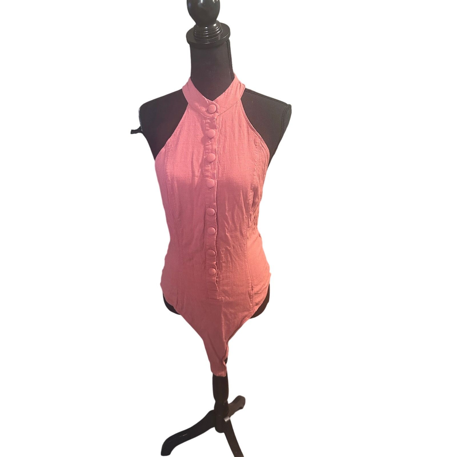 Free People Free People Halter Neck Bodysuit Button-front Closure Size L / US 10 / IT 46 - 1 Thumbnail