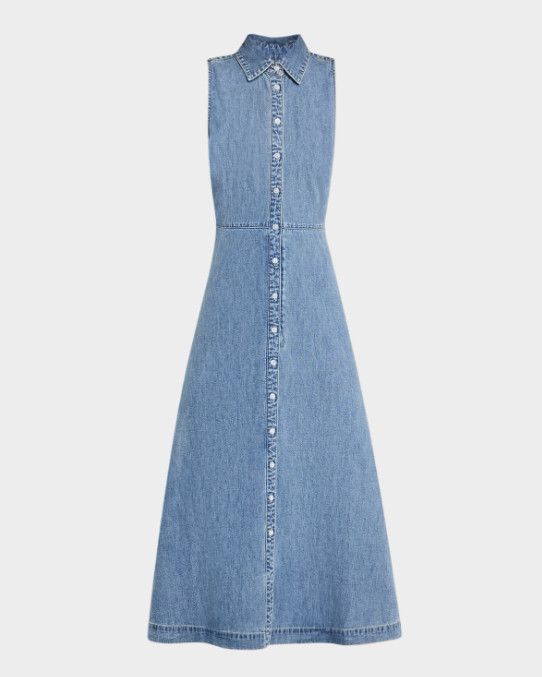 Veronica Beard Veronica Beard Jeans Fuller Denim Midi Dress Starlight ( 0 ) Size XS / US 0-2 / IT 36-38 - 3 Thumbnail