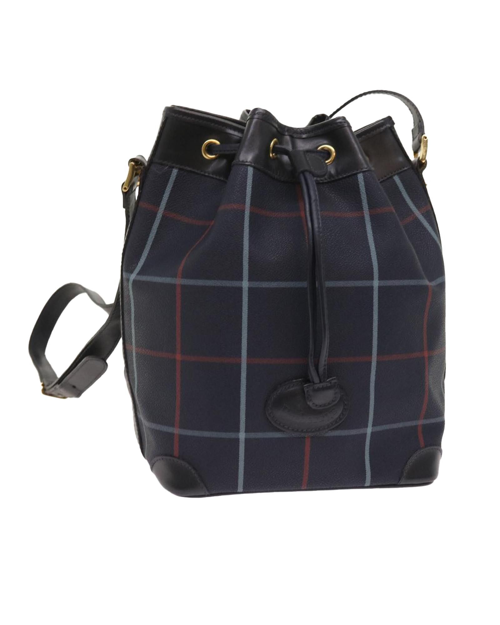 image of Burberry Navy Pvc Leather Shoulder Bag, Women's