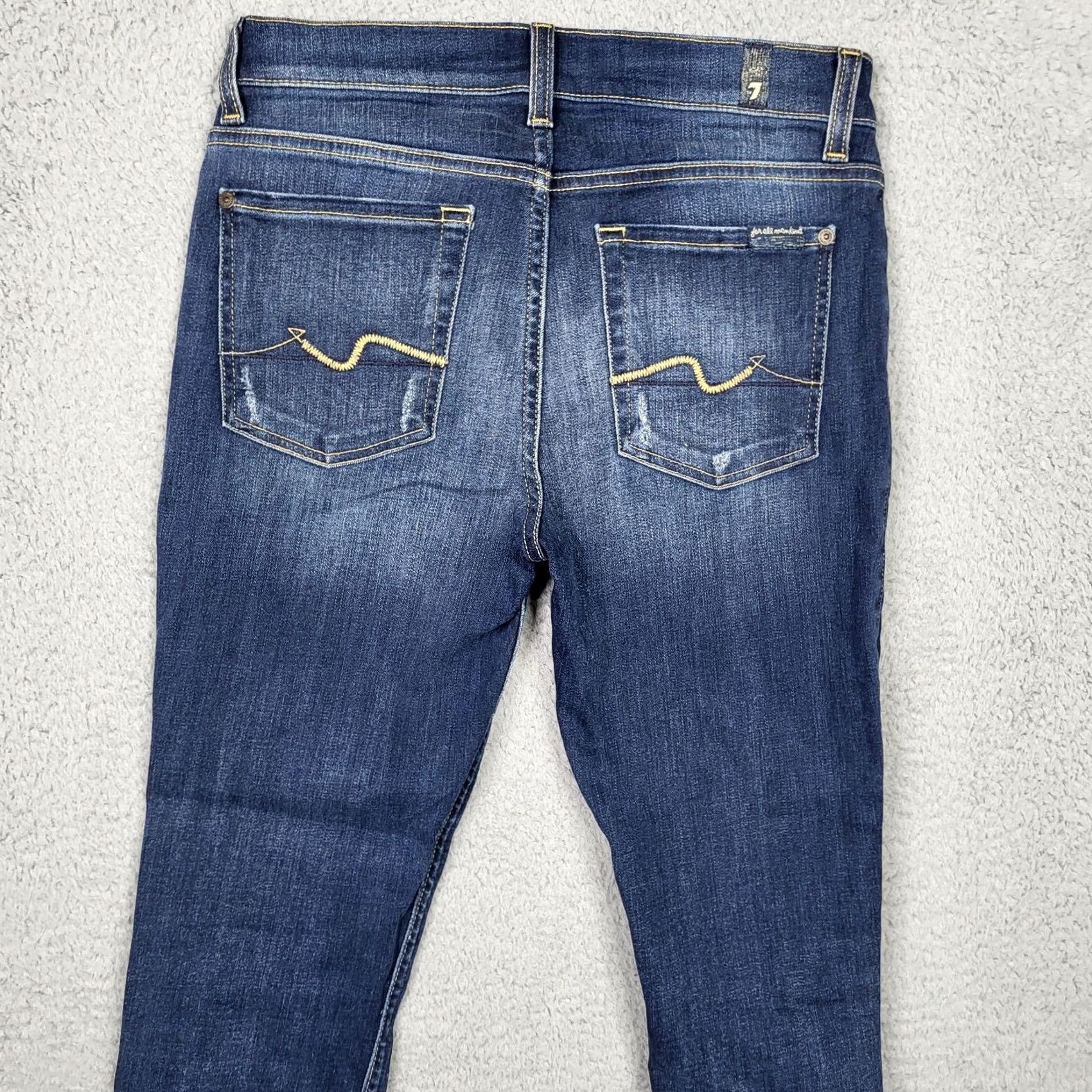 7 For All Mankind 7 For all mankind Gwenevere Jeans Skinny Blue Size 27 Women Regular Denim 5-Pocket Mid Rise Casual Jeans Womens Size 27" / US 4 / IT 40 - 4 Thumbnail