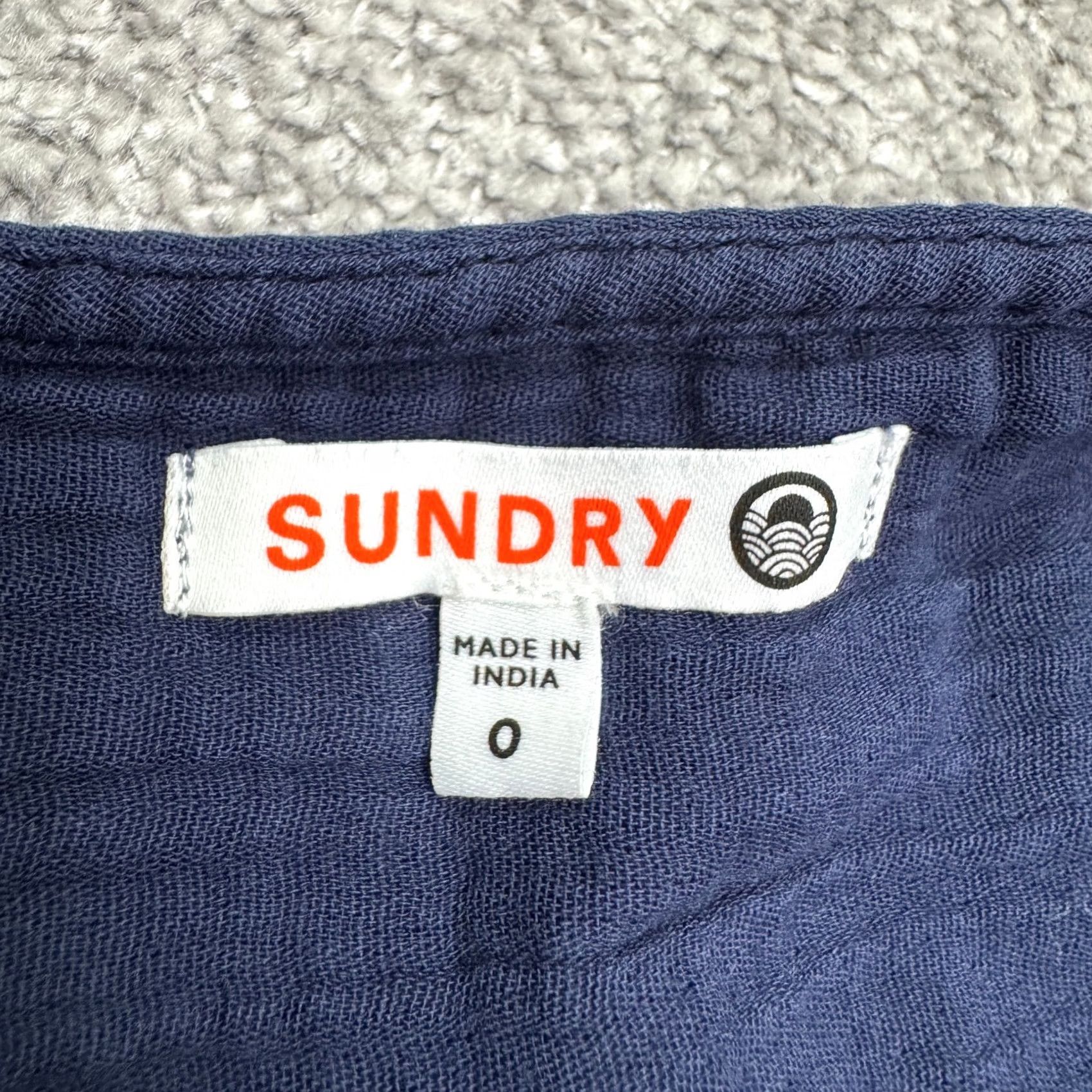 Sundry Sundry Cotton Gauze Zip Up Jumpsuit Womens 0 Navy Blue Drawstring Short Sleeve Jumpsuit Casual Women's Sundry Blue 0 XS? Size 25" / US 0 / IT 36 - 6 Thumbnail