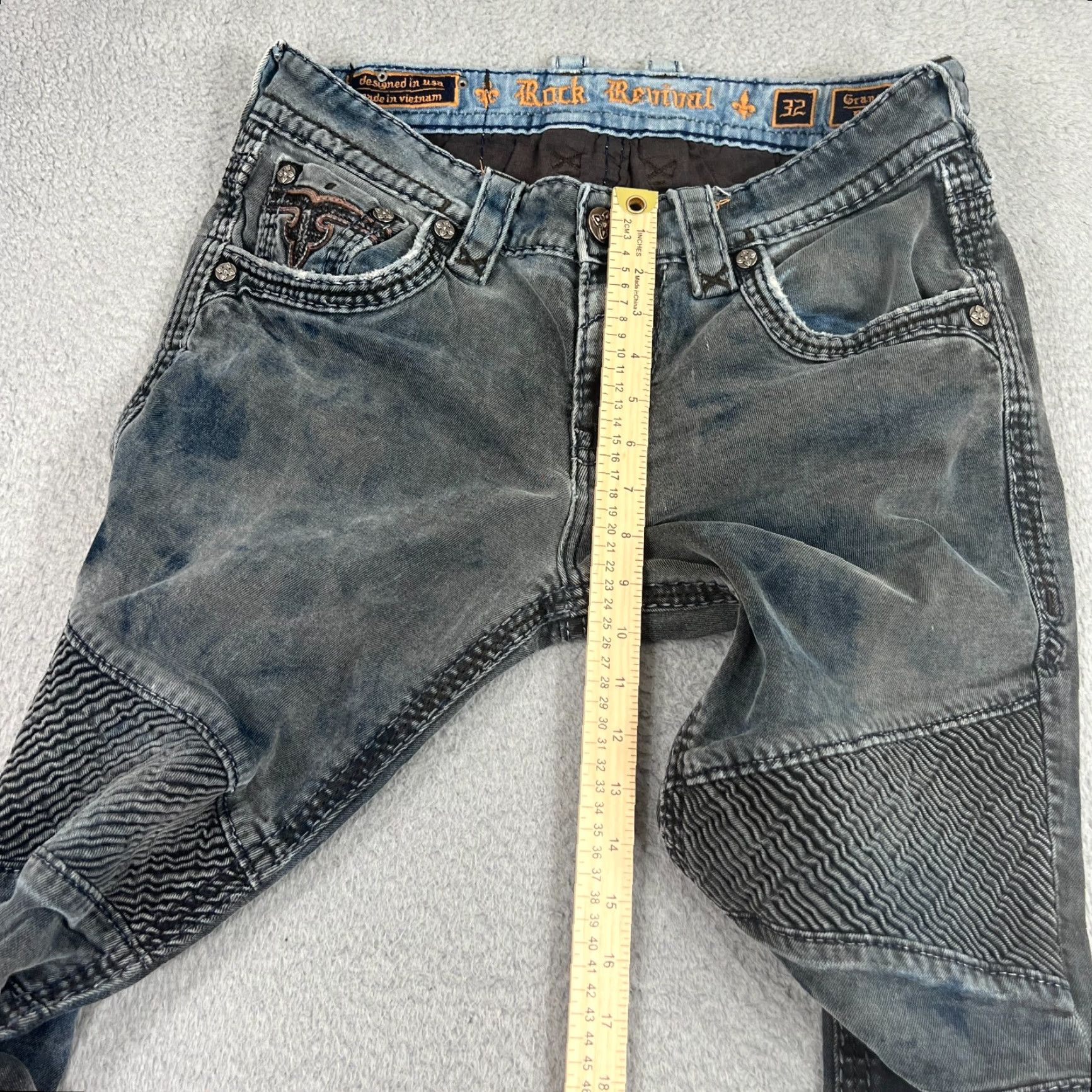 Vintage VINTAGE Rock Revival Mens Biker Jeans Size 32 Regular Fit 34x33 Blue Denim Motorcycle Size US 32 / EU 48 - 3 Thumbnail