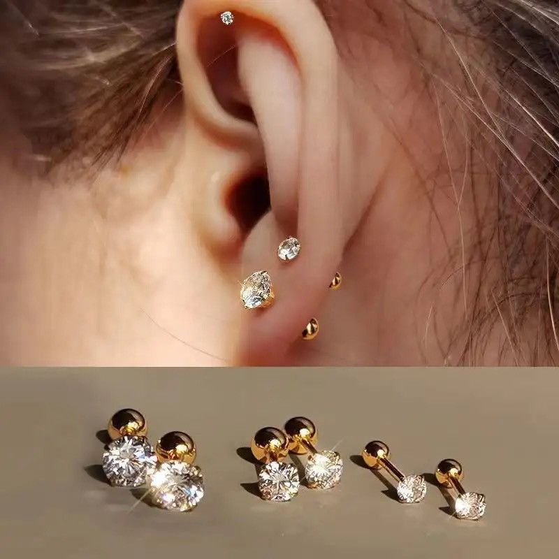 Jewelry 925 Silver 0.5 Carat Moissanite Four-Claw Screw Earrings Size ONE SIZE - 1 Thumbnail