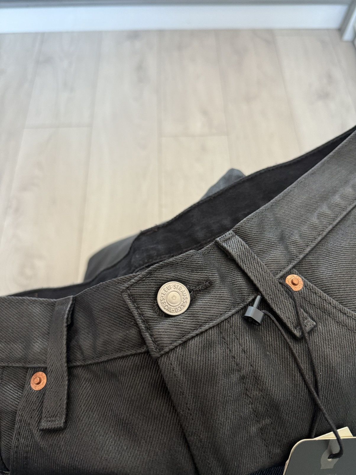 Levi's Levi’s 501 Big E Black Waxed Straight Denim Jeans Red Tab Size US 31 - 9 Thumbnail