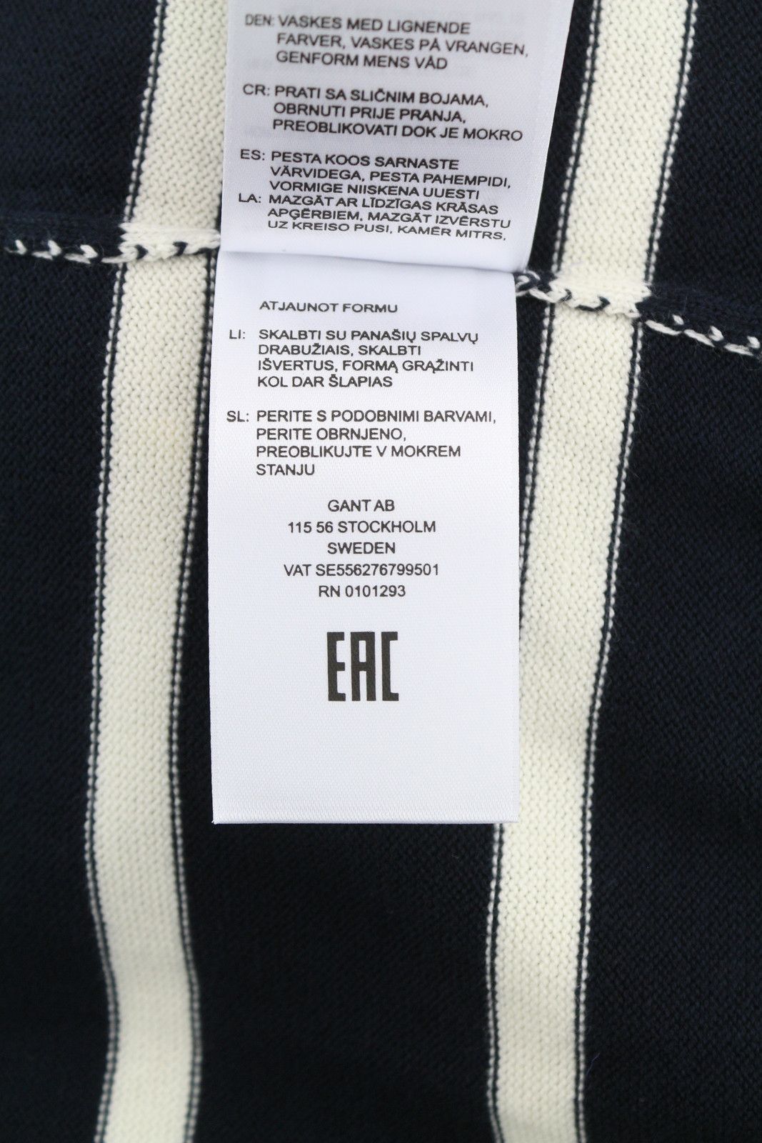 Gant BRETON STRIPE C-NECK M Evening Blue Cotton Jumper 87310 Size US M / EU 48-50 / 2 - 9 Thumbnail