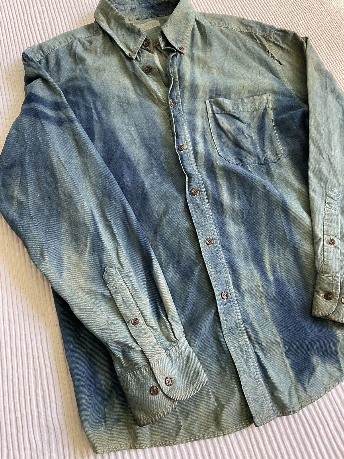 Indigo Indigo Dirty Dye Sun Faded Corduroy Shirt Size US L / EU 52-54 / 3 - 3 Thumbnail