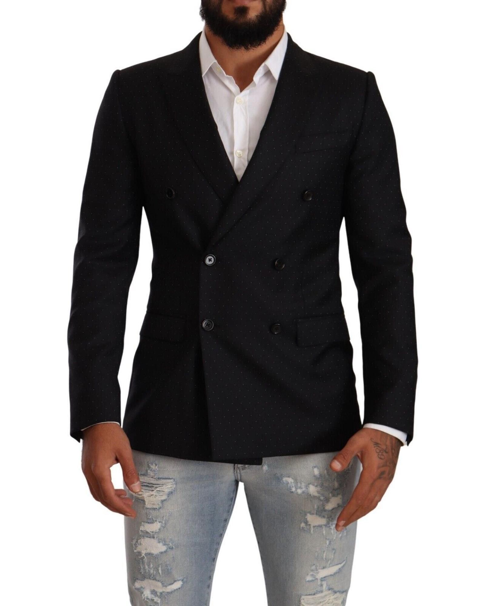 image of Dolce Gabbana Dotted Double Breasted Jacket in Black, Men's (Size Small)