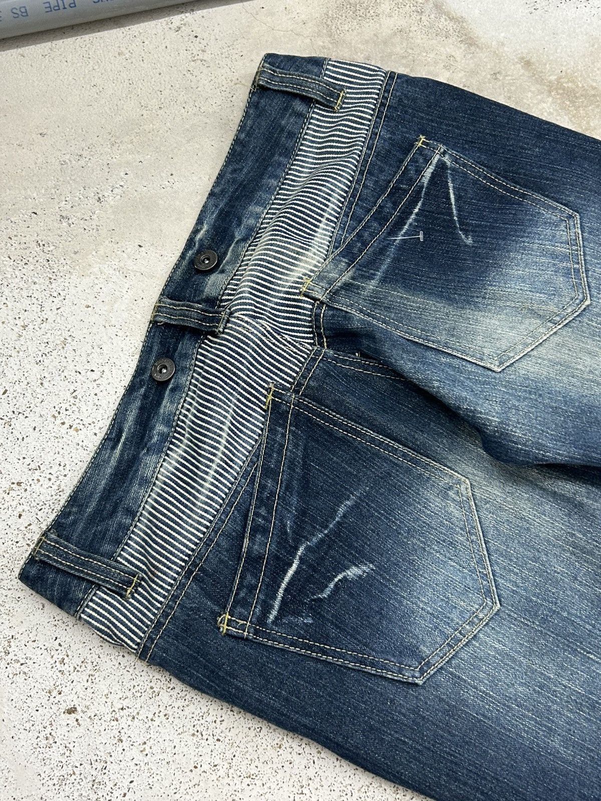 Hysteric Glamour Vintage Flared Jeans Patches Whiskering Mud Washed Size US 31 - 12 Thumbnail