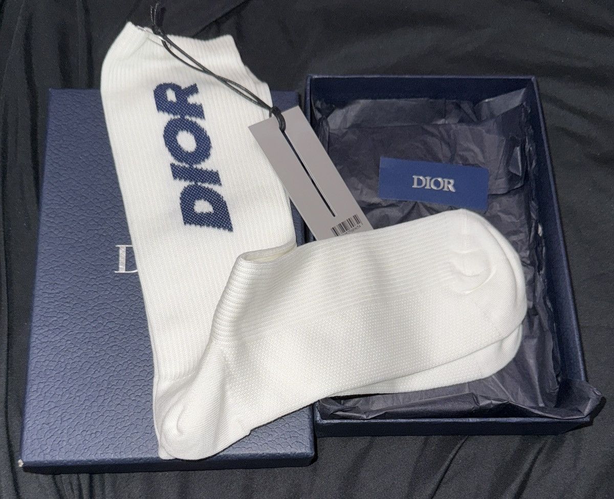 Dior Dior Sock White & Navy Size ONE SIZE - 2 Thumbnail