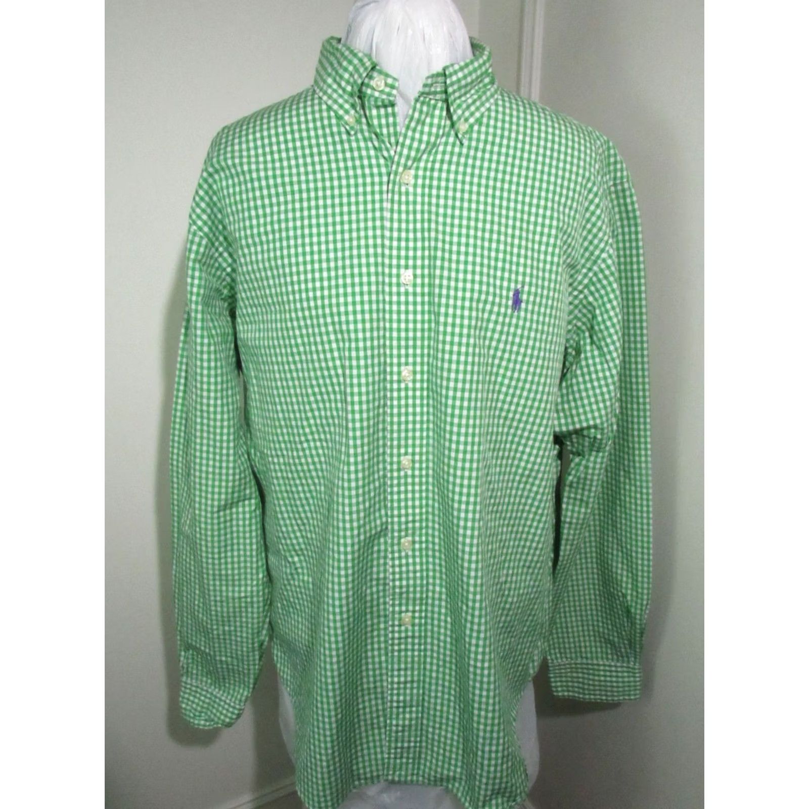 Ralph Lauren Ralph Lauren Green & White Checkered Classic Fit Mens Size 17 36/37 - Pre-Owned Size 46R - 7 Thumbnail