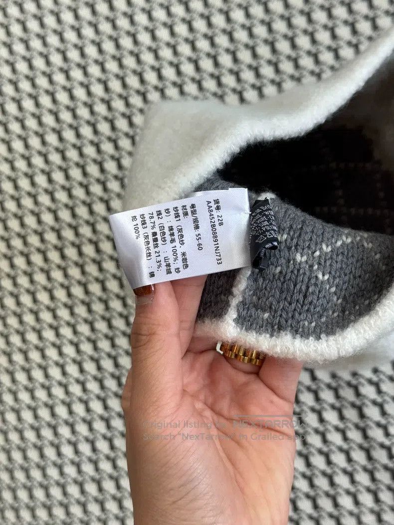 Chanel Chanel 22B white and gray double-sided cashmere cold hat Size ONE SIZE - 6 Thumbnail