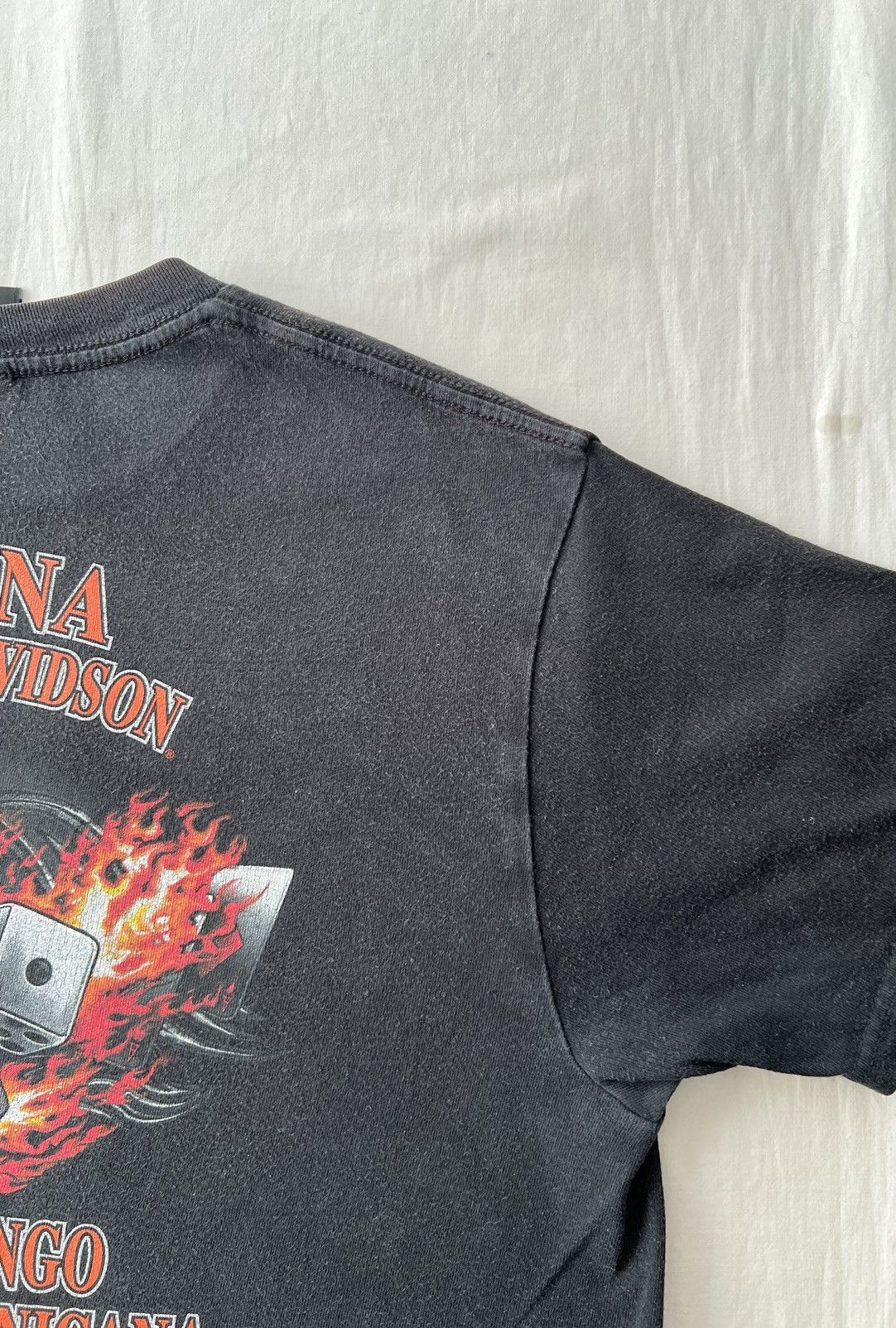 Harley Davidson Vintage 2013 Harley Davidson Eagle Fire Flame Black T-shirt Size US L / EU 52-54 / 3 - 20 Thumbnail