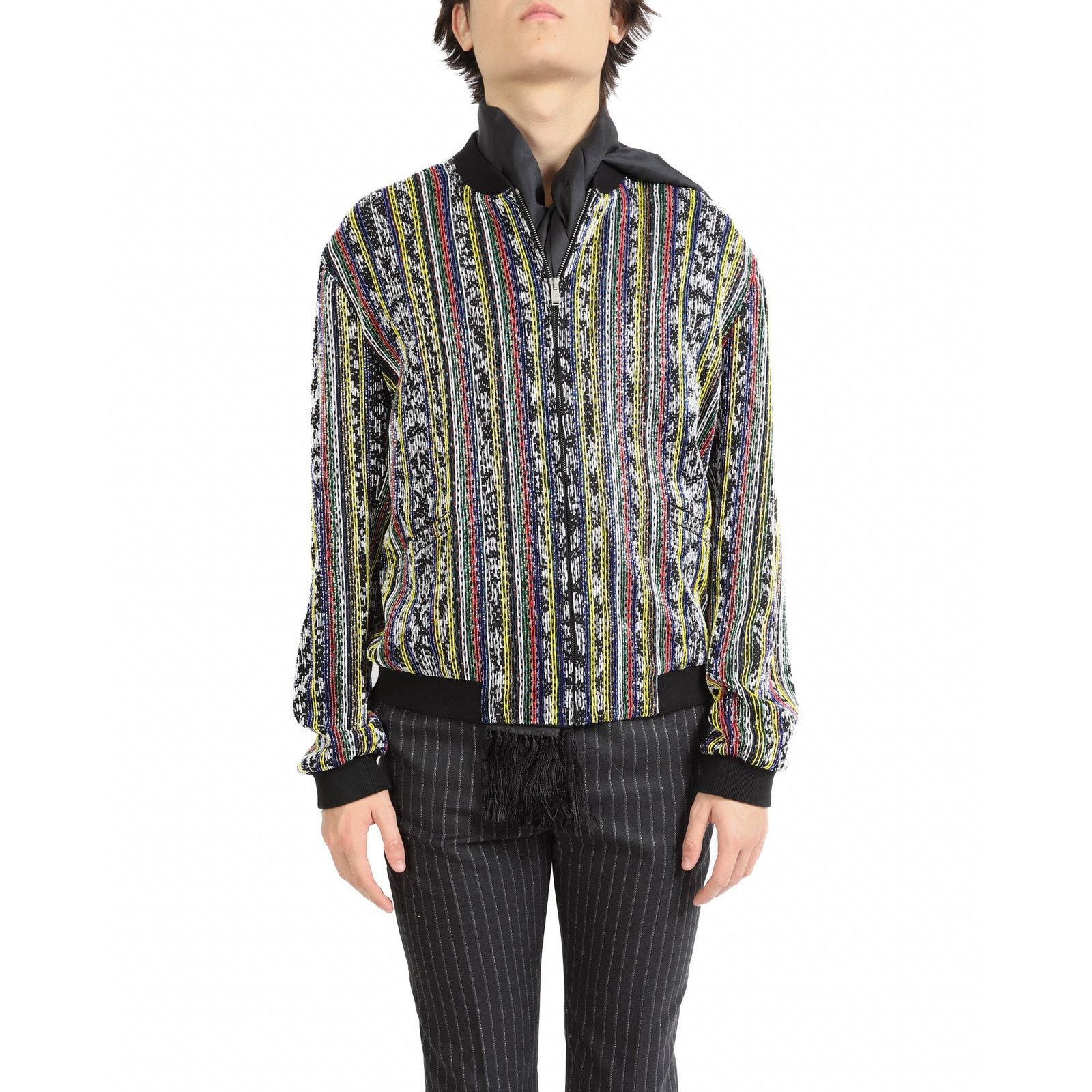 Saint Laurent Paris SS18 Embroidered Crystall Couture Bomber Jacket Size US L / EU 52-54 / 3 - 3 Thumbnail