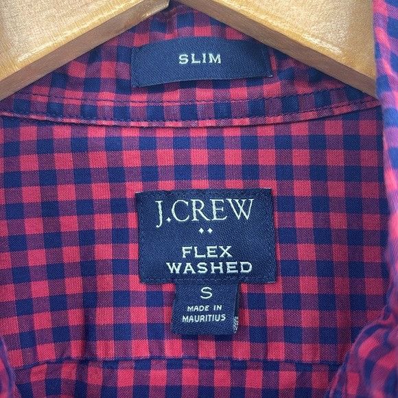 J.Crew J. Crew Factory Slim Flex Washed Red Gingham Long Sleeve S Size US S / EU 44-46 / 1 - 3 Thumbnail