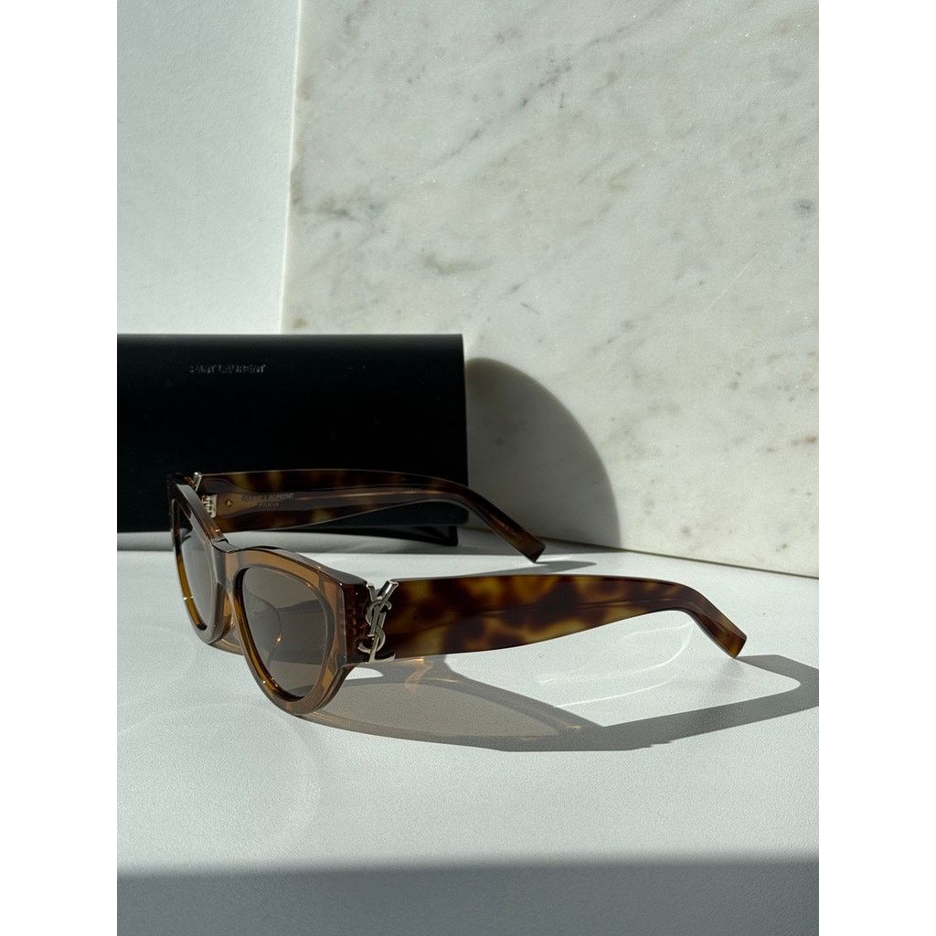Saint Laurent Paris NEW Saint Laurent SLM94/F Brown Gold Cat Eye Sunglasses Size ONE SIZE - 4 Thumbnail