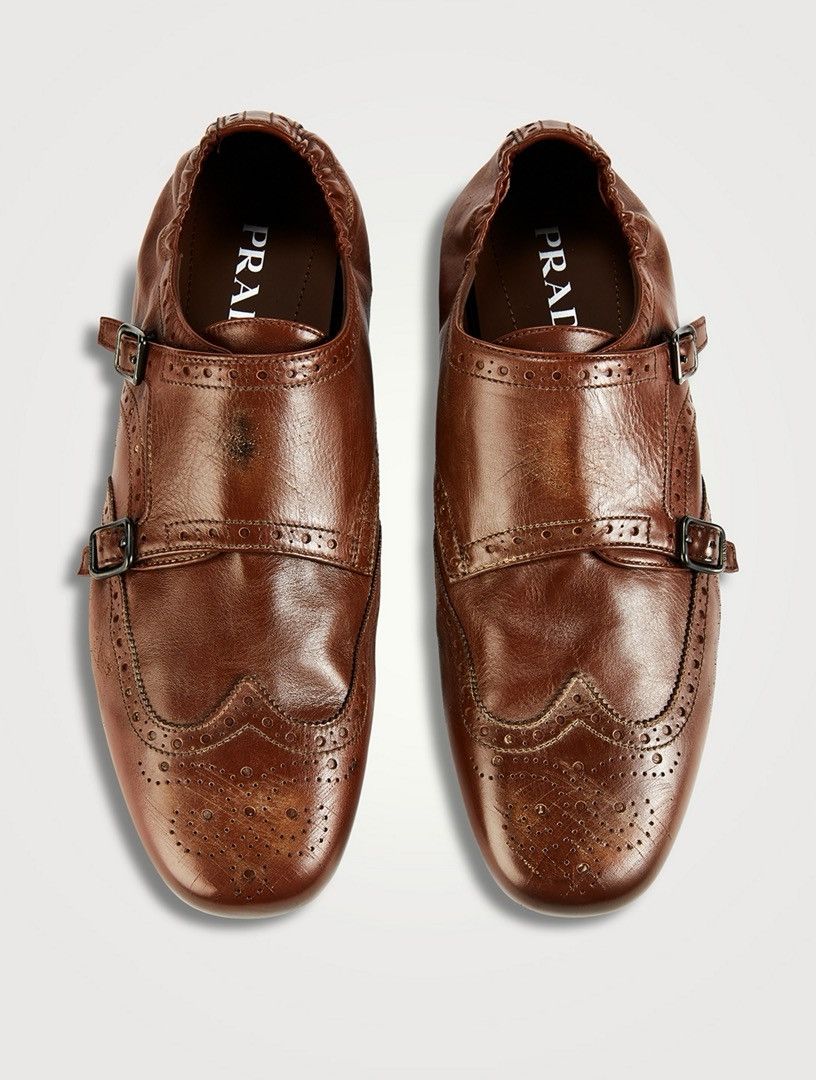 Prada Shuffle Leather Monk Strap Shoes Size US 9.5 / EU 42-43 - 3 Thumbnail