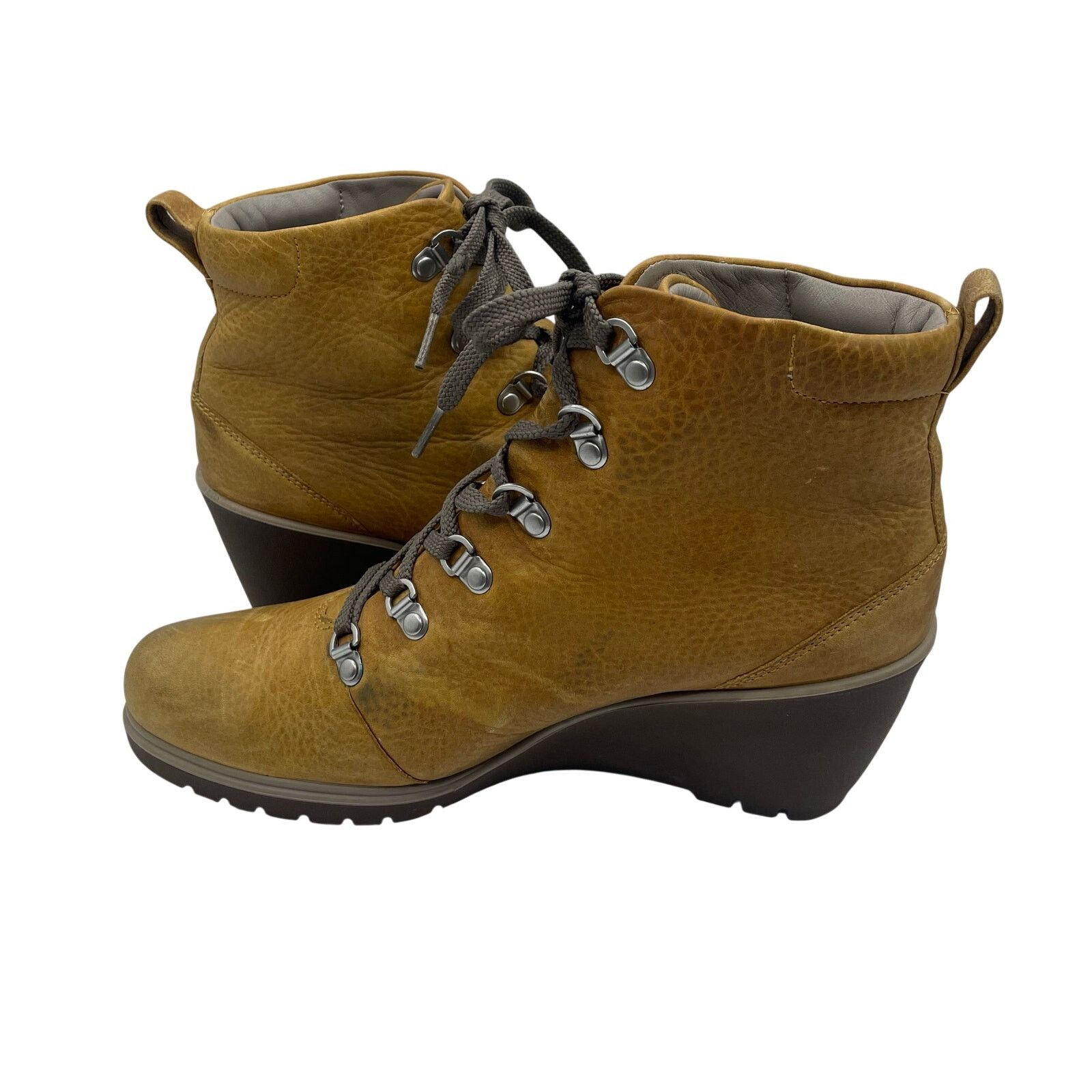 Ecco Ecco Adora Wedge Boots Leather Brown Lace Up Ankle Womens 40 Size US 9 / IT 39 - 6 Thumbnail