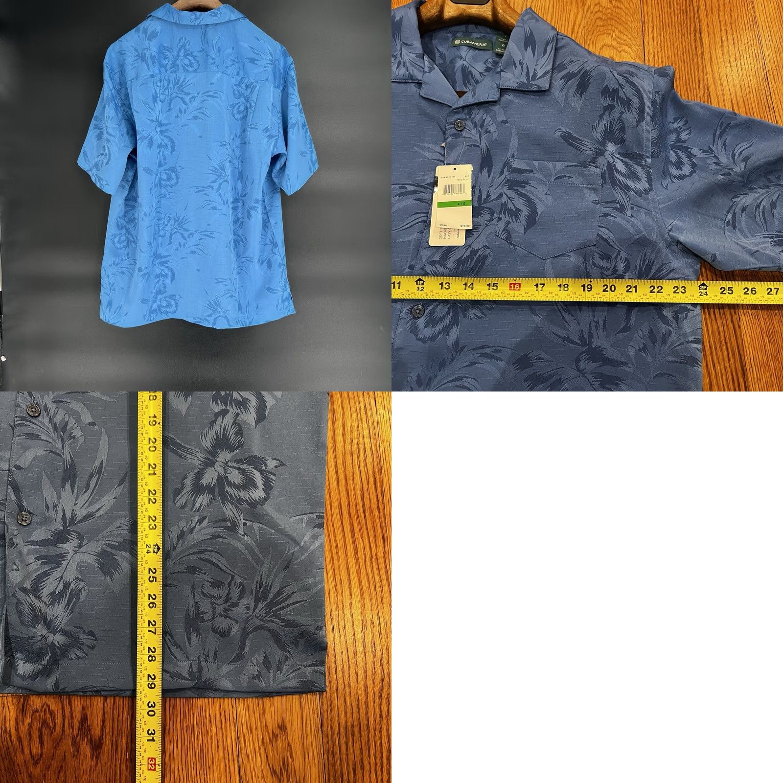 Cubavera Cubavera Floral and Leaf Jacquard Shirt Mens Large True Blue NWT Brand New! Size US L / EU 52-54 / 3 - 8 Thumbnail
