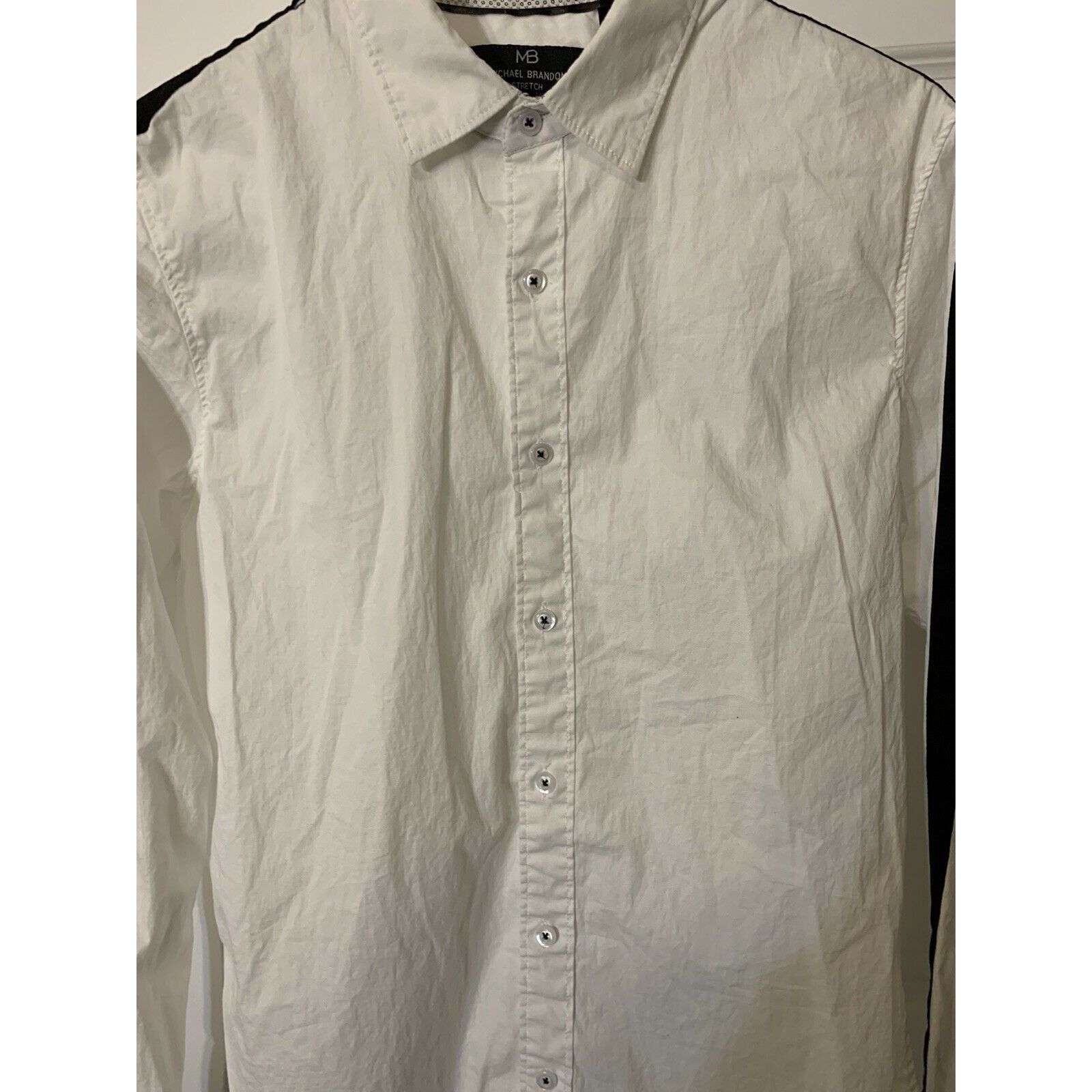 Other Michael Brandon Button Up Shirt Men Sz S White Black Long Sl Size US S / EU 44-46 / 1 - 5 Thumbnail
