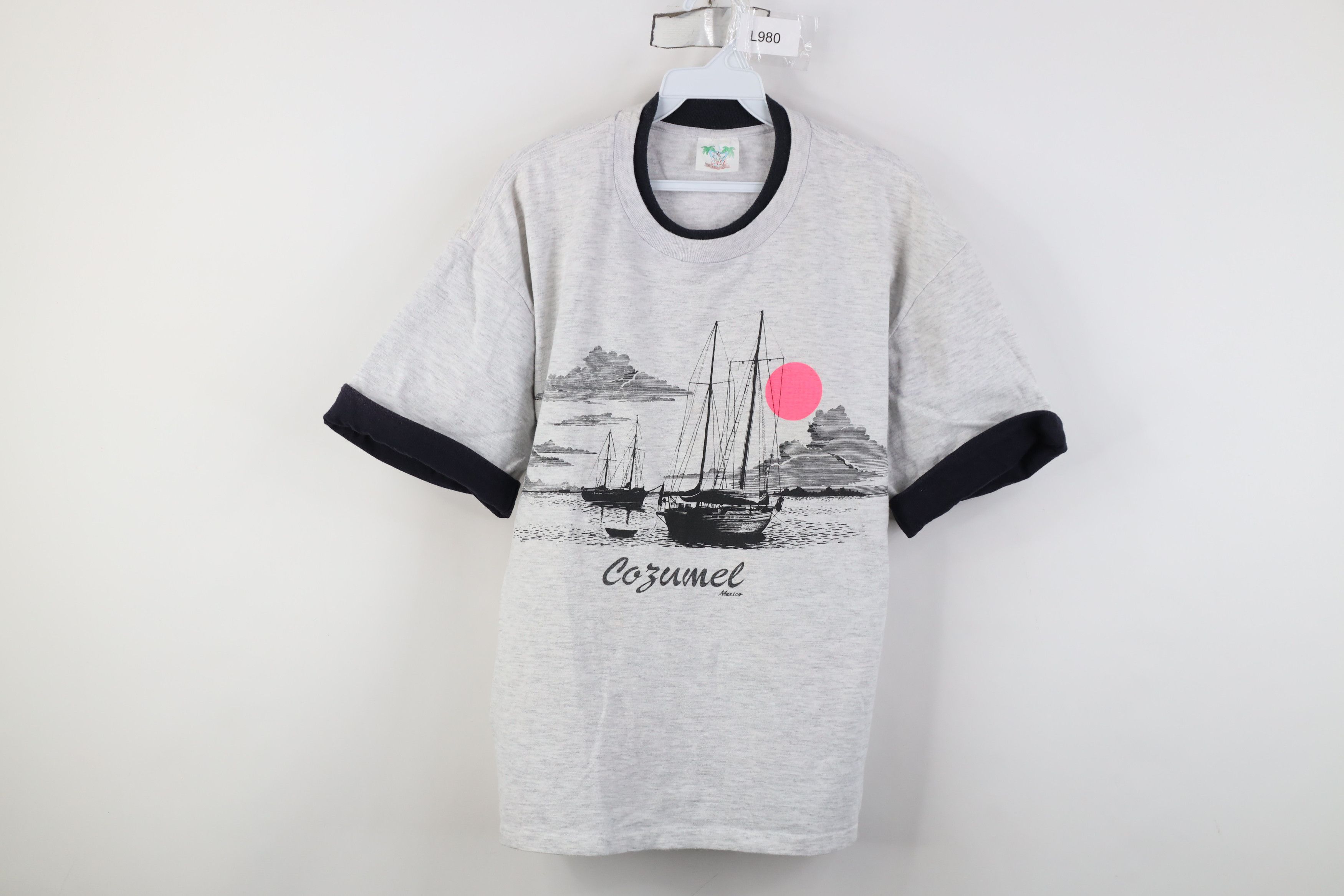 Vintage Vintage 90s Streetwear Cozumel Sunset Boat Sailing T-Shirt Size L / US 10 / IT 46 - 1 Thumbnail