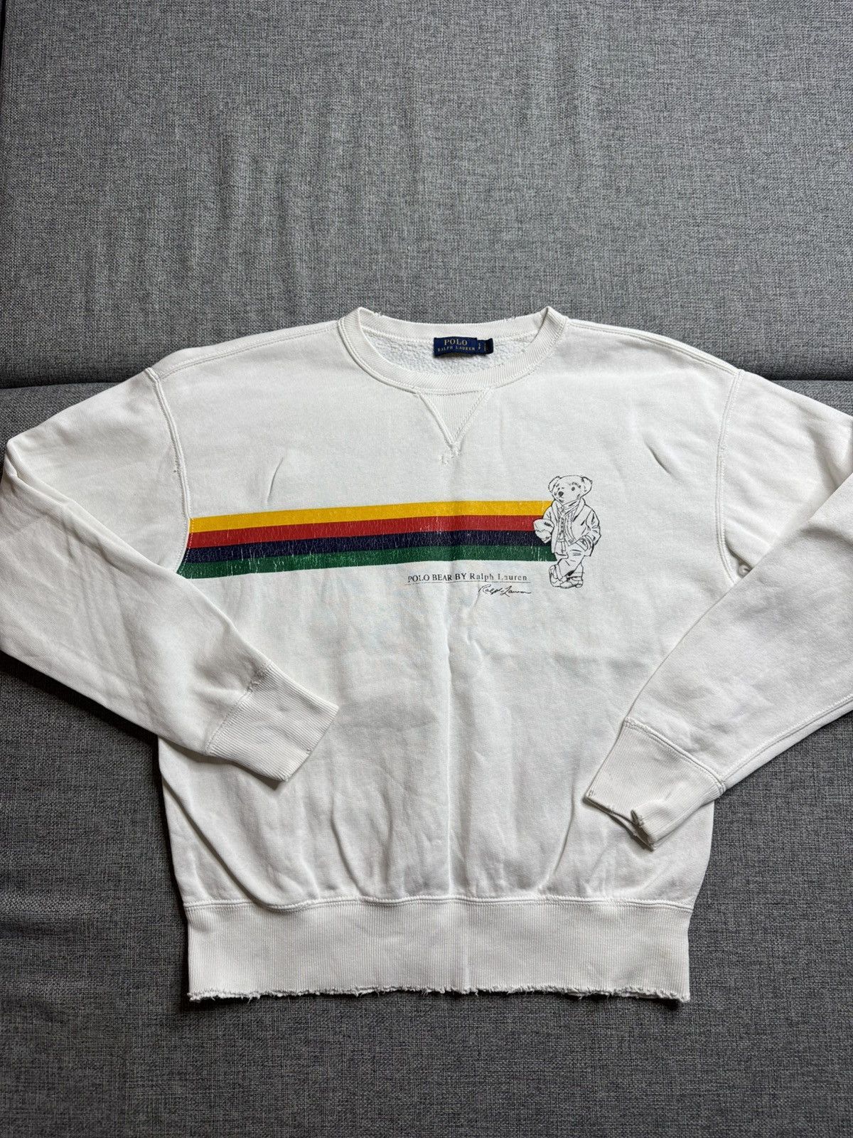 Polo Ralph Lauren Vintage Polo Ralph Lauren polo bearBig Logo white sweater Size US S / EU 44-46 / 1 - 1 Thumbnail