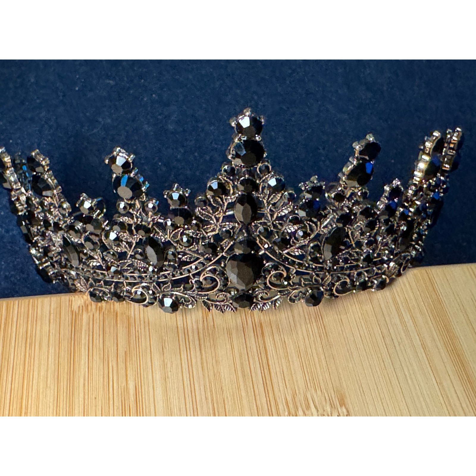 Other Silver w/ Black Rhinestones Princess Style Tiara Size ONE SIZE - 1 Thumbnail