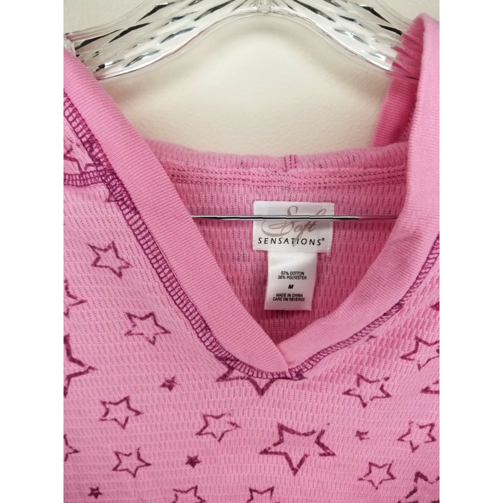 Pinko SOFT SENSATIONS NIGHTGOWN Hooded Pink Stars Womens Medium NWT Pockets Nightgown, Nightwear, Sleepwear, Womens Size M Size ONE SIZE - 3 Thumbnail