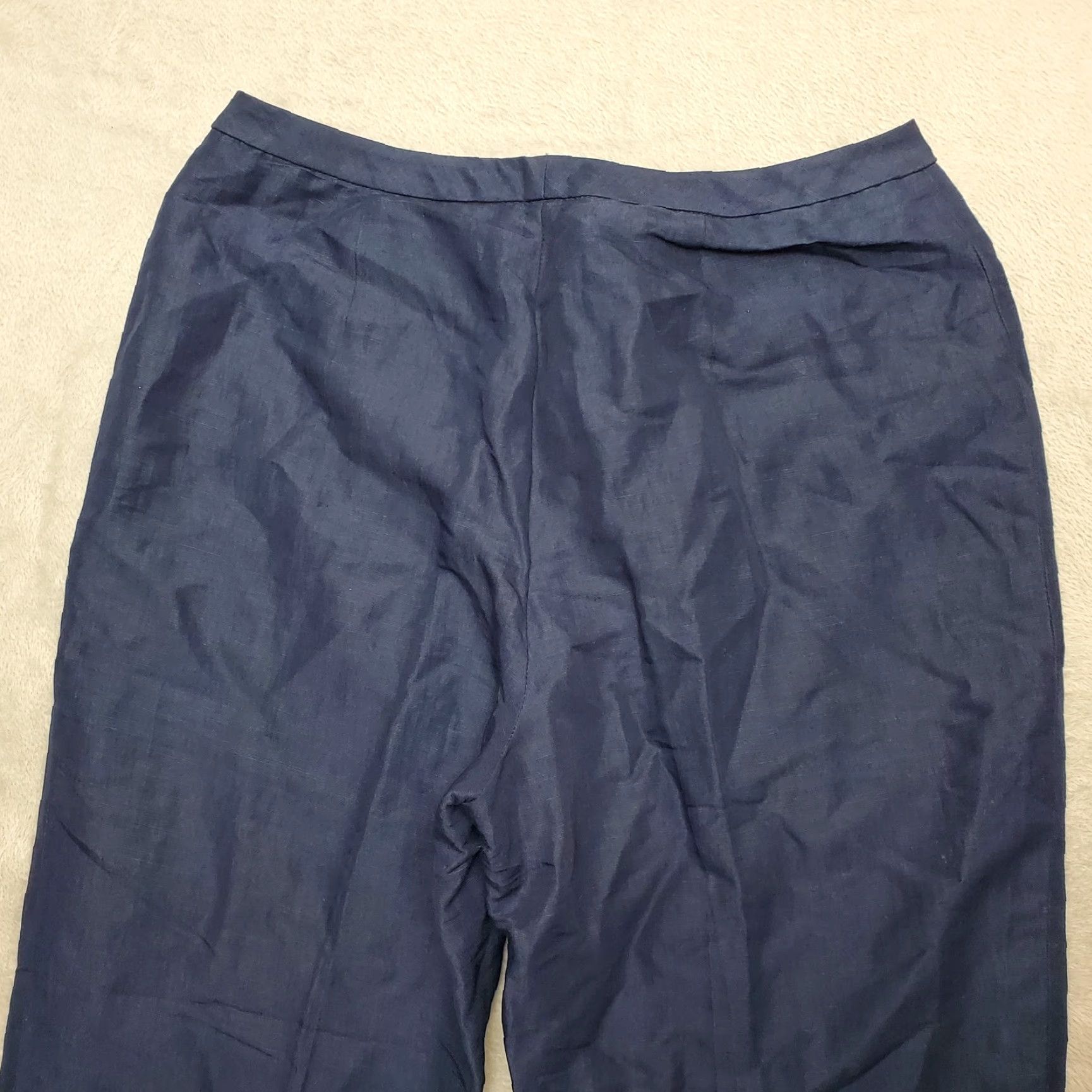 Vintage VINTAGE Jones Wear Navy Blue Linen Blend Flat Front Pants Womens 12 Casual Size 34" / US 12 / IT 48 - 6 Thumbnail
