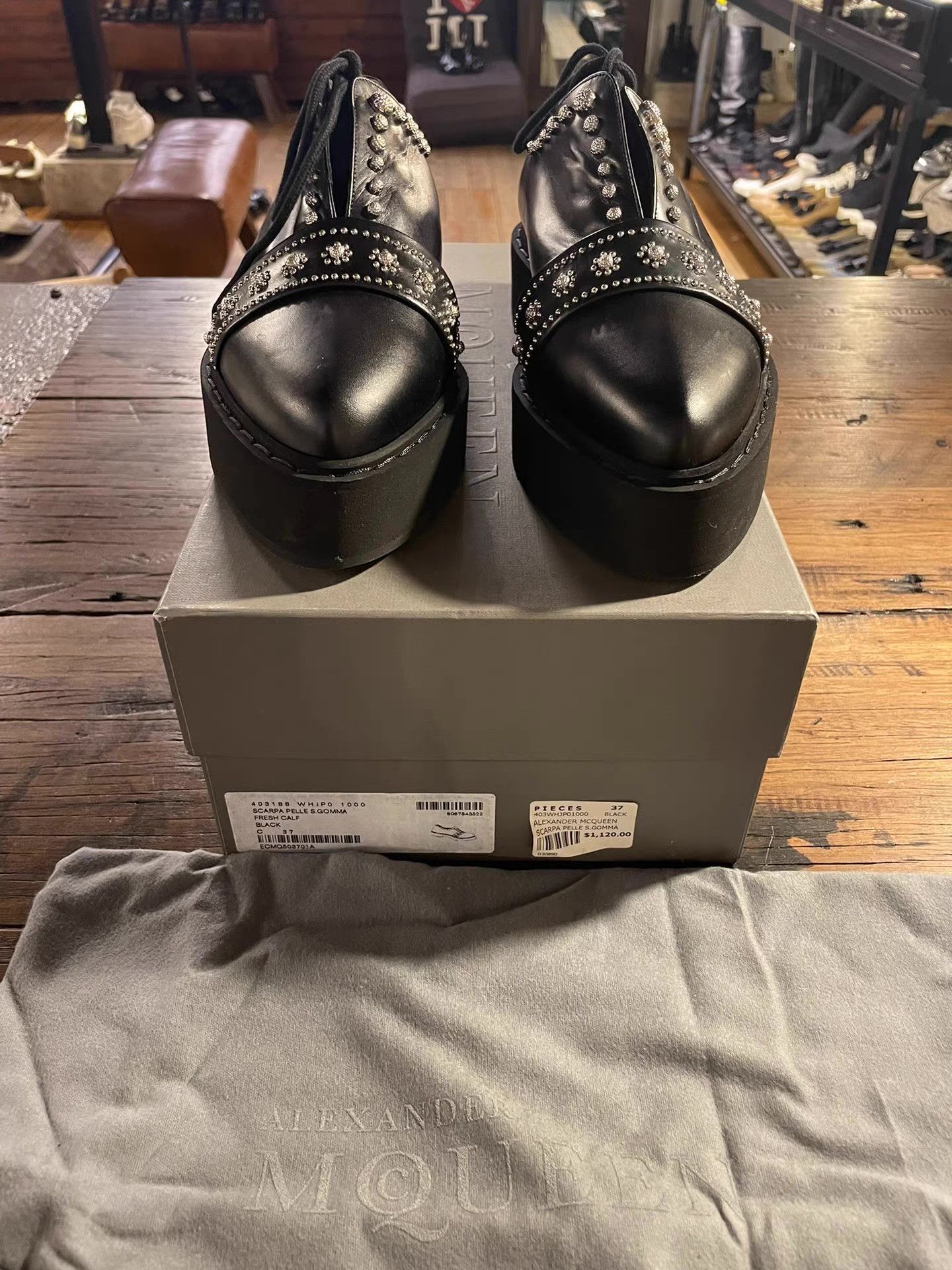 Alexander McQueen Alexander McQueen 15FW Rose‑Studded Platform Wedge Shoes Ｑ25 Size US 6 / IT 36 - 1 Thumbnail