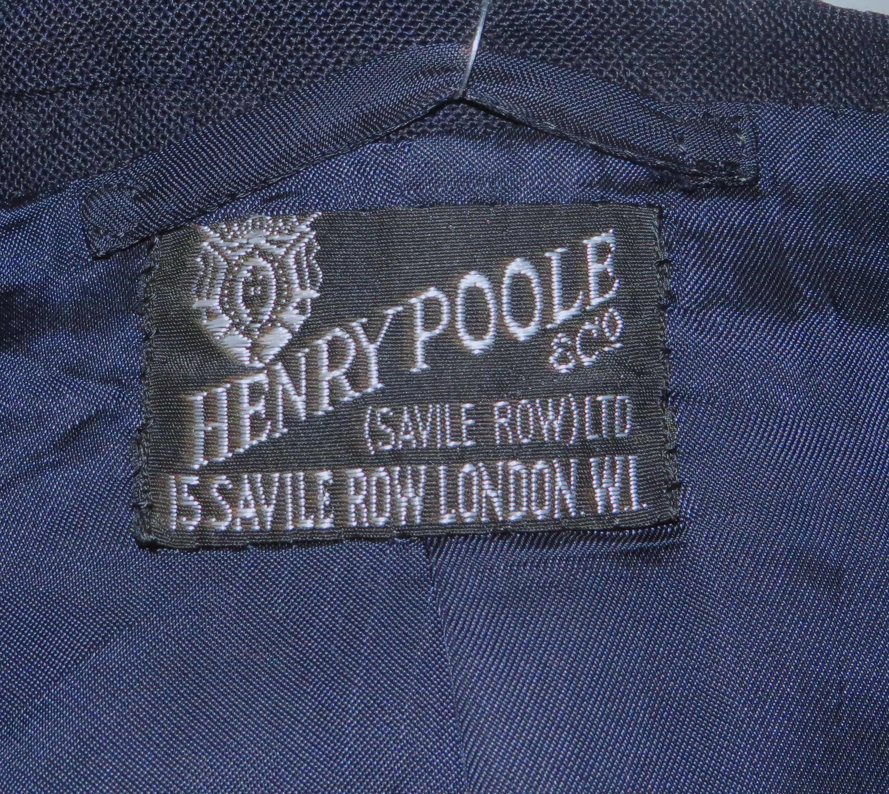 Henry Poole × Savile Row Bespoke Navy Blue Gold Button Blazer 46XL Size 46L - 12 Thumbnail