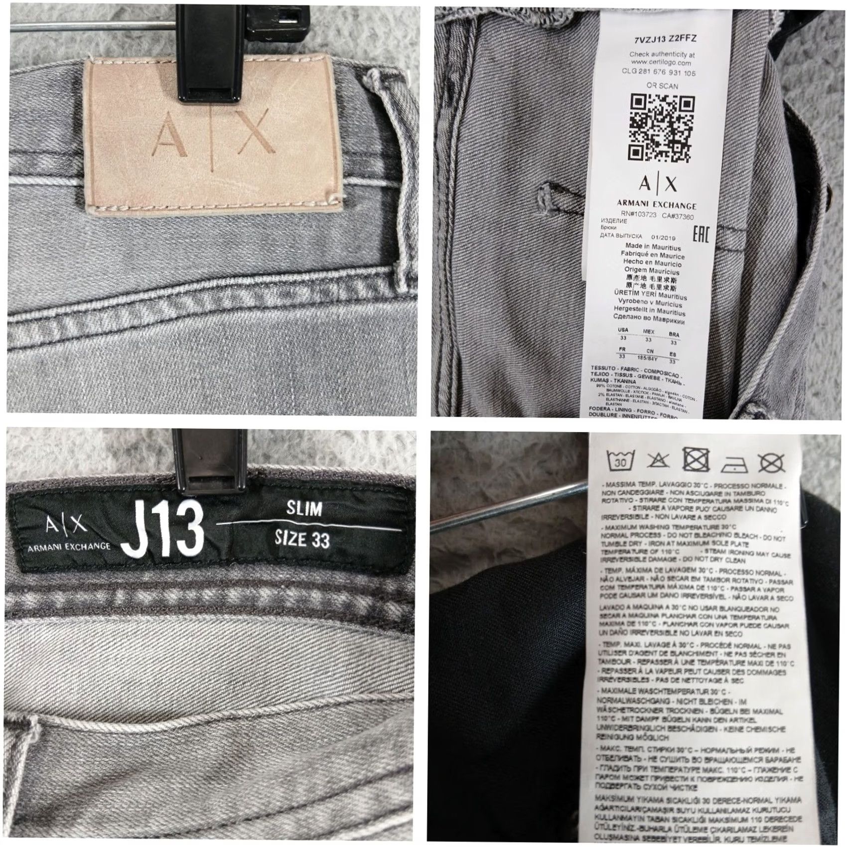 Armani Exchange Armani Exchange J13 Slim Jeans Distressed 33 Gray Denim Men Shirt? Size US 33 - 4 Thumbnail