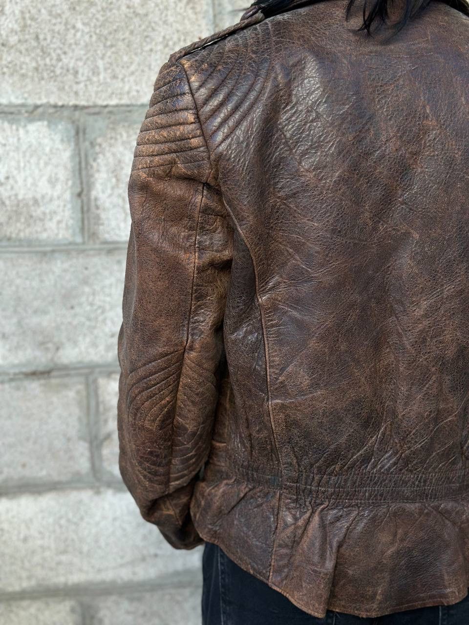 Leather VTG Mans Leather Jacket 80-70s Dark Brown Size M Y2K Trashed Size US M / EU 48-50 / 2 - 9 Thumbnail