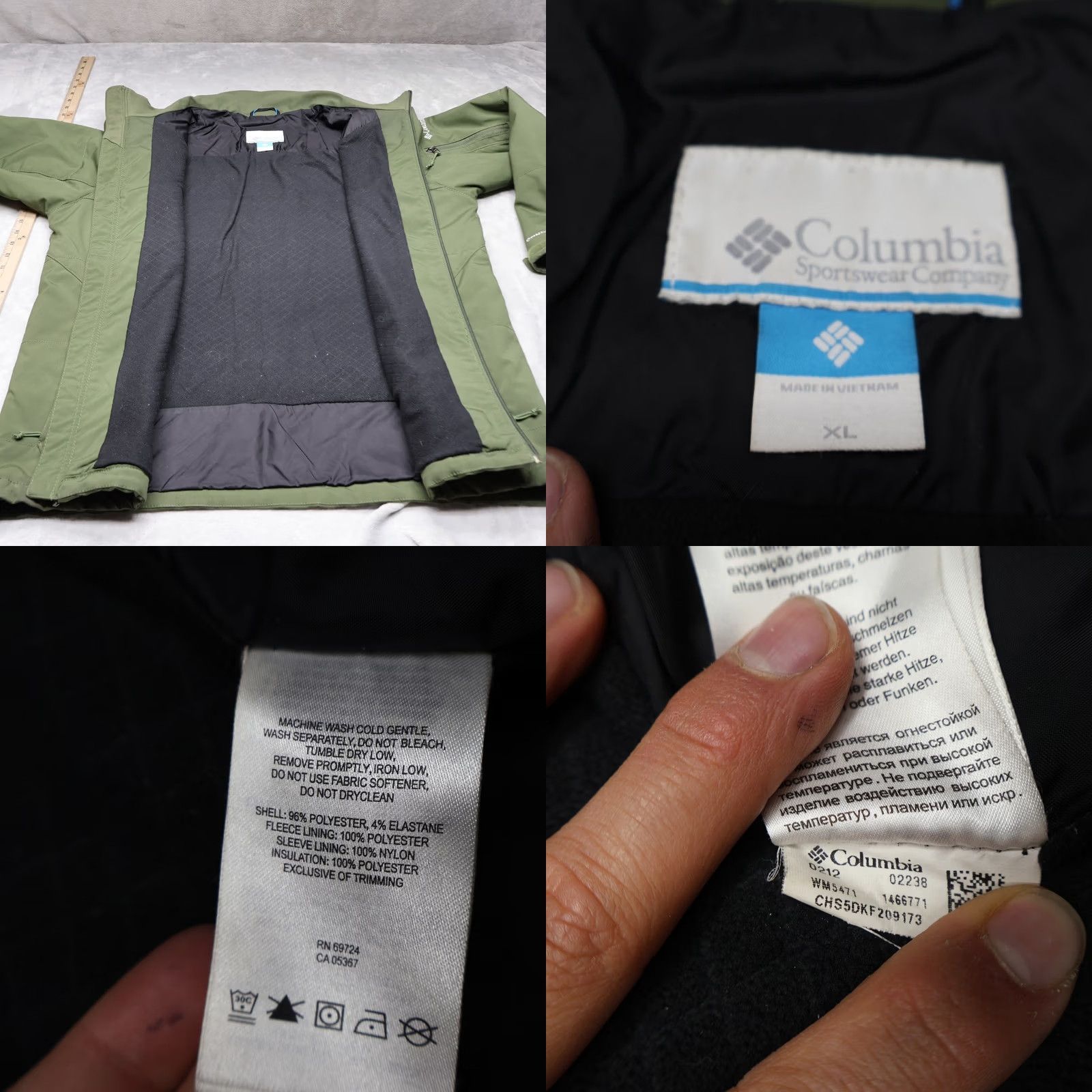 Rains Columbia Jacket Women XL Green Softshell Wind Rain Insulated Full Zip Outdoor Size XL / US 12-14 / IT 48-50 - 8 Thumbnail