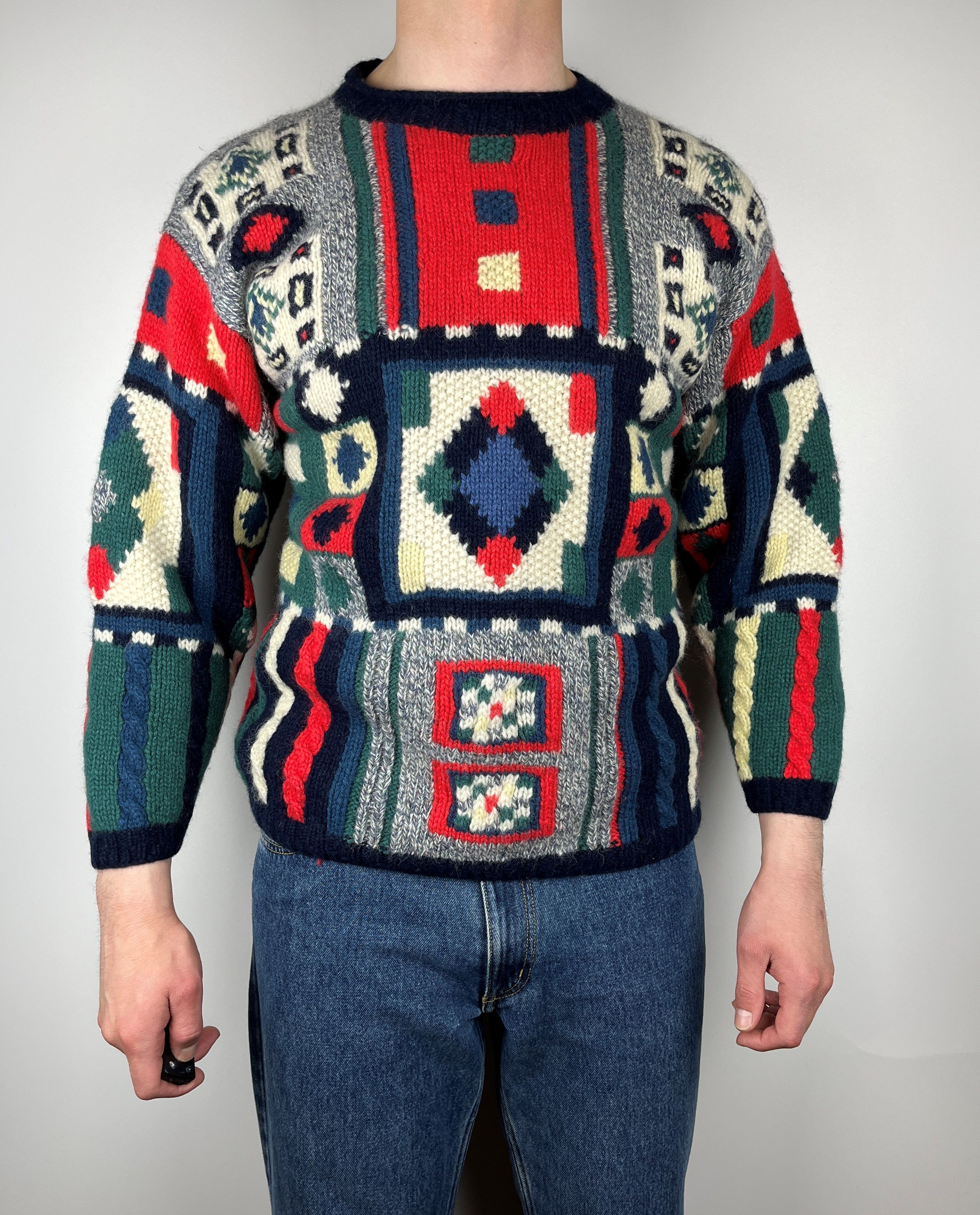 Vintage PACO Geometric Abstract Wool Knit Sweater Size S/M Christmas Size US S / EU 44-46 / 1 - 2 Thumbnail