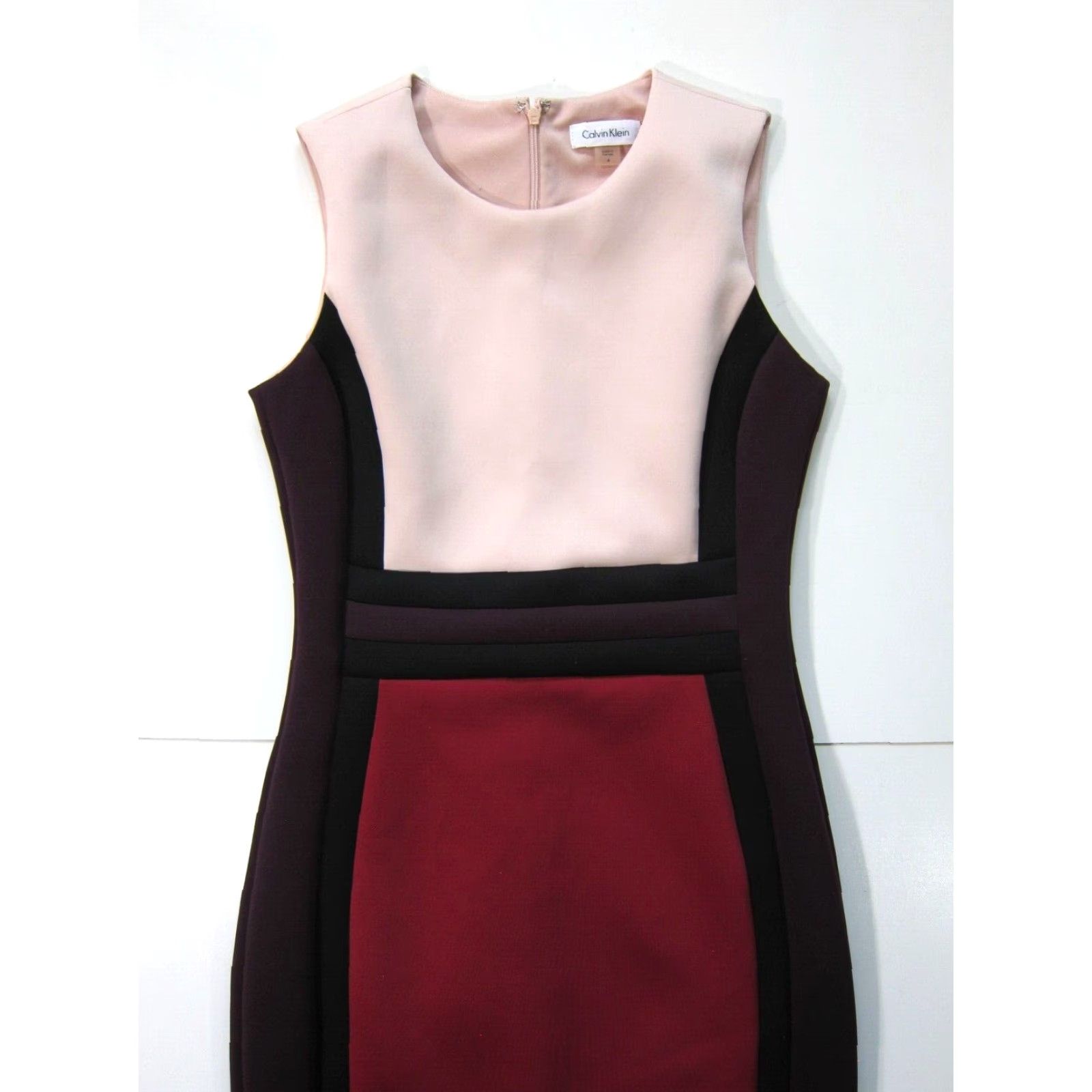 Calvin Klein Calvin Klein Dress Women Sleeveless Pink Black Stretch Fitted Pencil Straight Midi 4"} Size S / US 4 / IT 40 - 6 Thumbnail