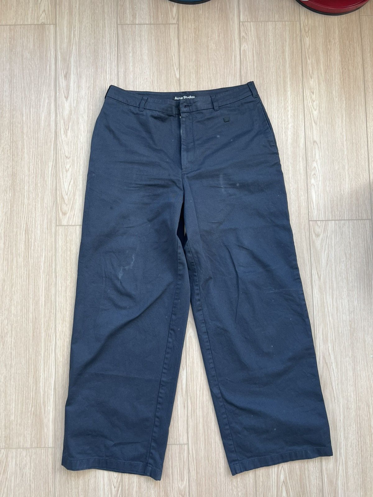 image of Acne Studios Twill Chino Trousers in Navy, Men's (Size 32)