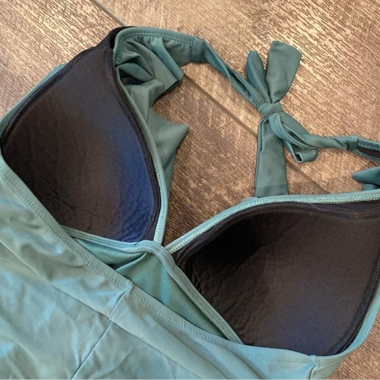 The Unbranded Brand Ruffled Halter One-Piece Swimsuit in Teal Blue Size ONE SIZE - 4 Thumbnail