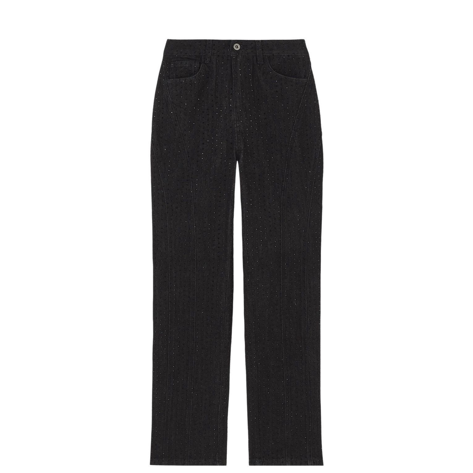 Self-Portrait Self-Portrait Black Rhinestone Embellished Straight Denim Jeans Size 26 Size 26" / US 2 / IT 38 - 2 Thumbnail
