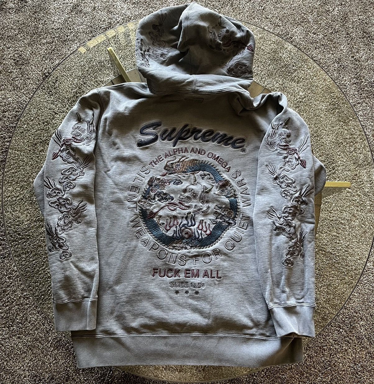 Supreme dragon overdyed hooded sale